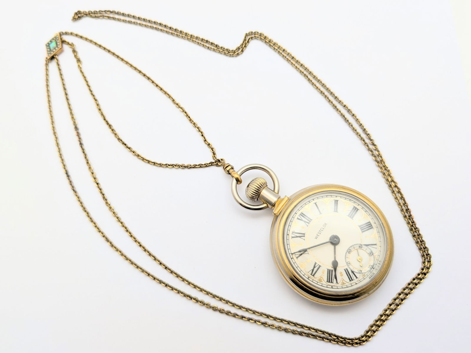 Vintage Westclox Pocket Watch w/ Train Engraving - Parts/Repair (1 of 6)
