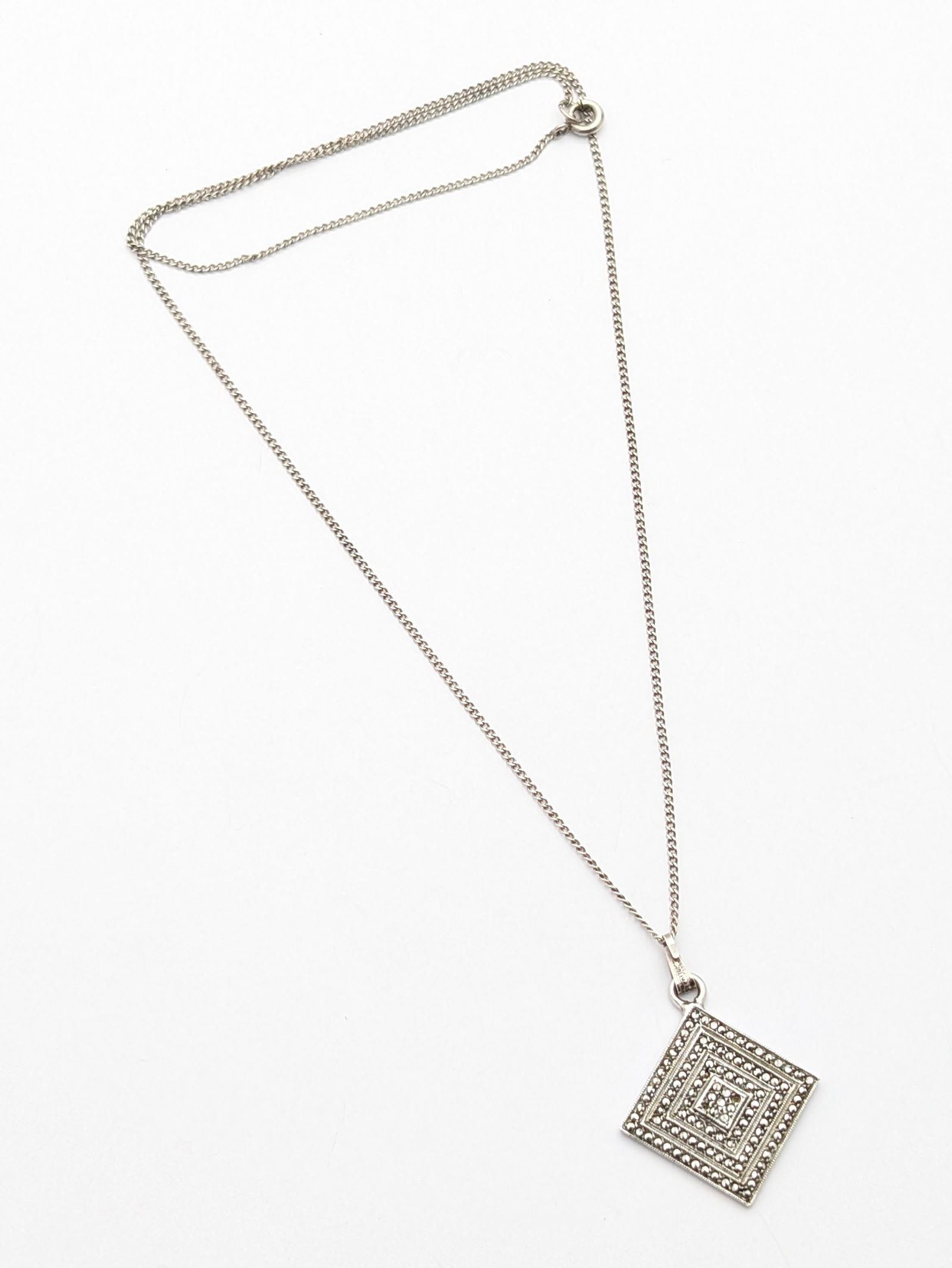Sterling Silver Square Pendant Ladies Necklace (1 of 6)