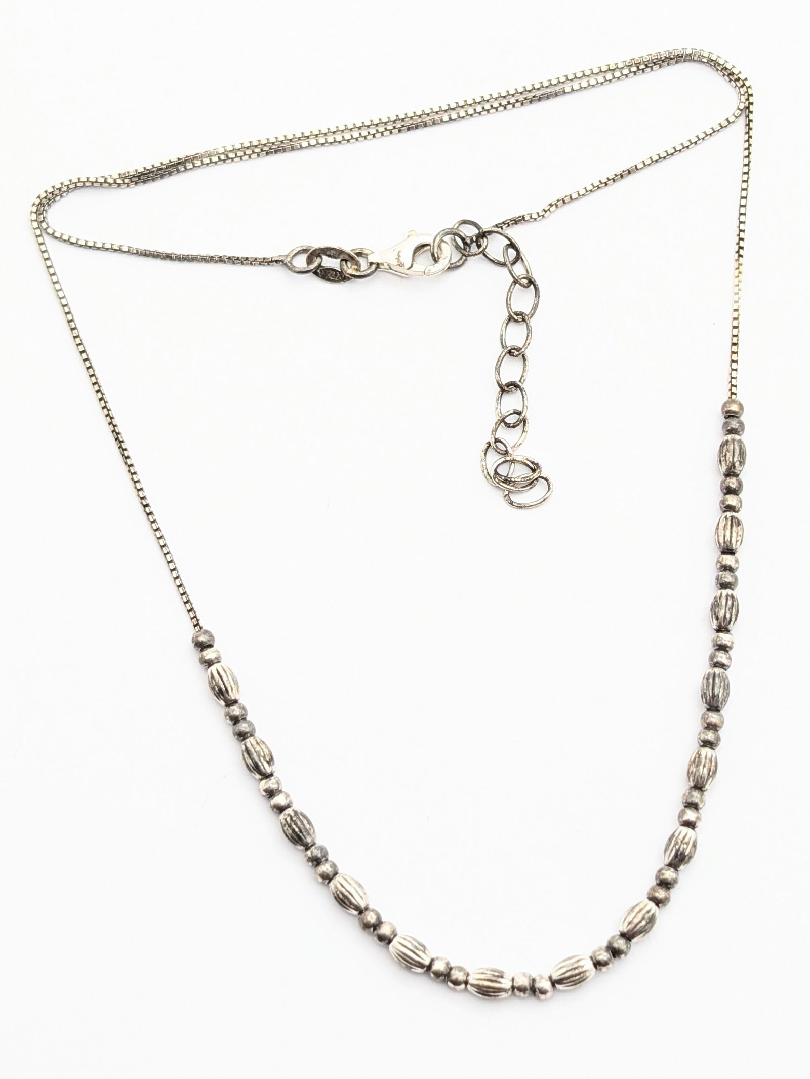 Sterling Silver Textured Beads Ladies Necklace (1 of 5)