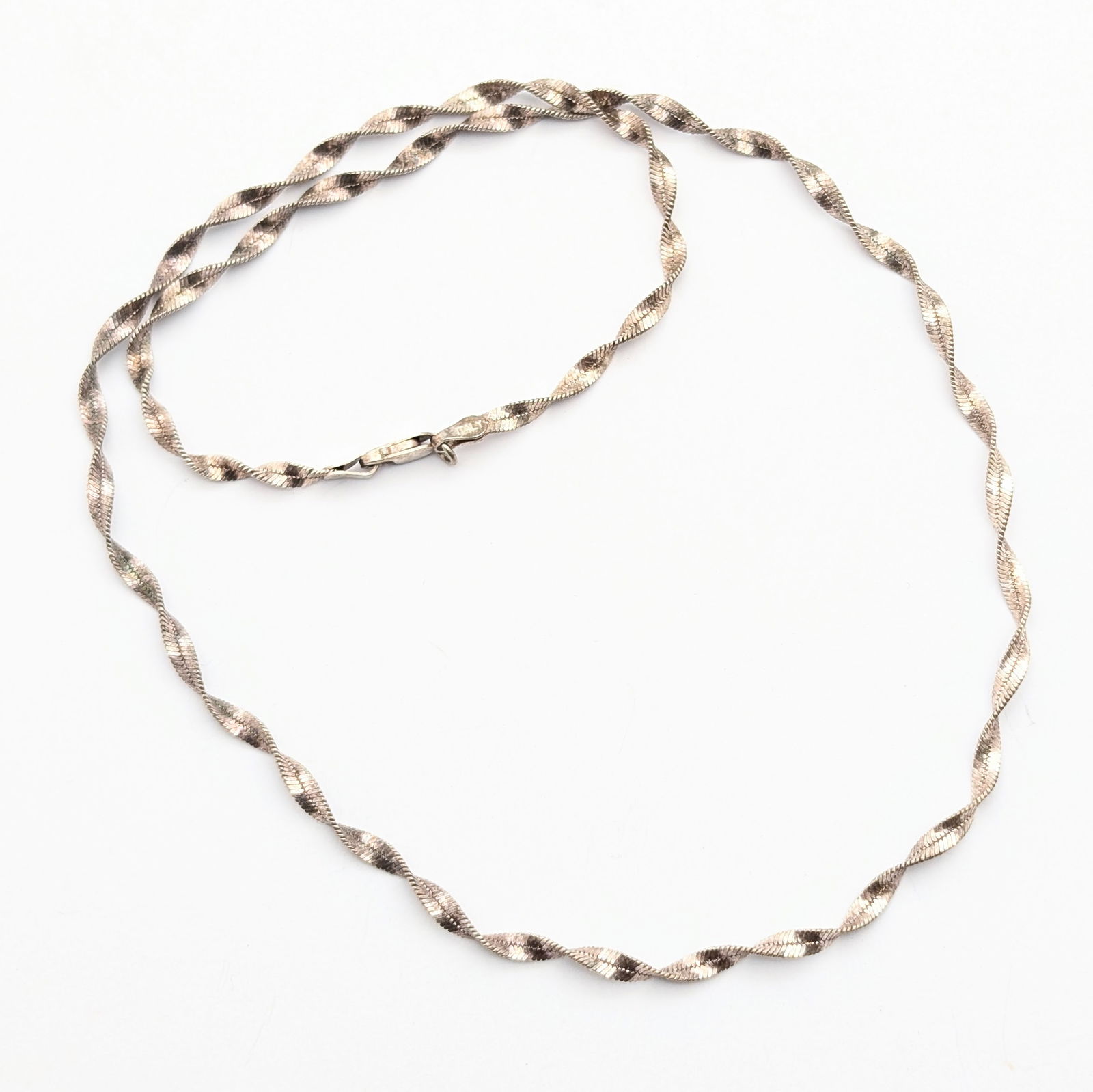 Italian Sterling Silver Twisted Herringbone Chain Ladies Necklace (1 of 5)