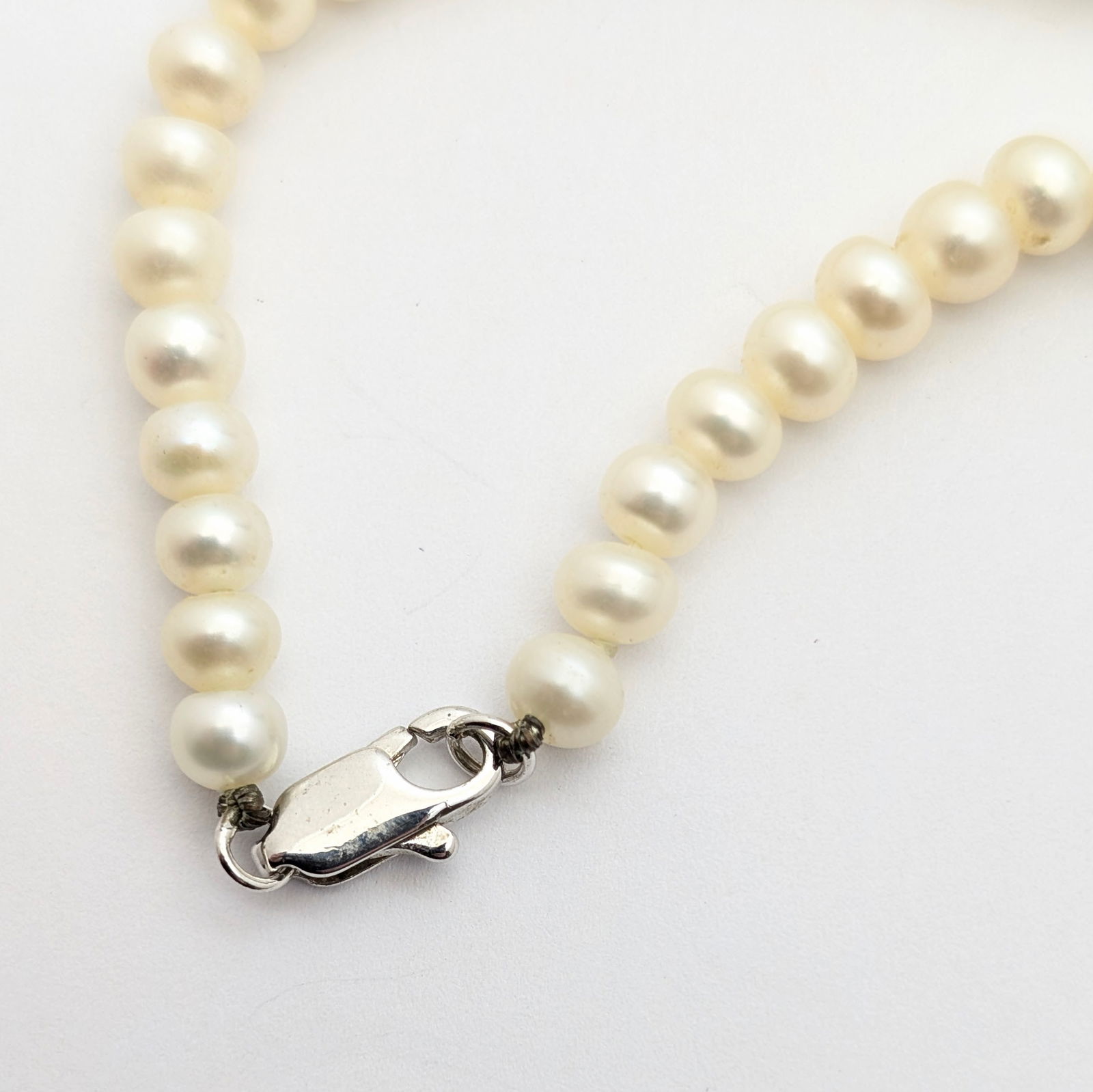 Lot of Costume Pearl Necklace & Bracelet Set w/ Sterling Silver Clasps - 3