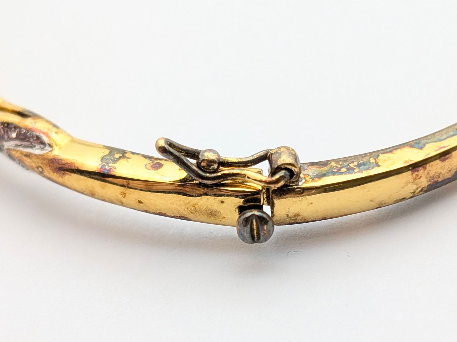 Sterling Silver Gold tone "Daughter" Pink & White Gem Bangle Bracelet - 5