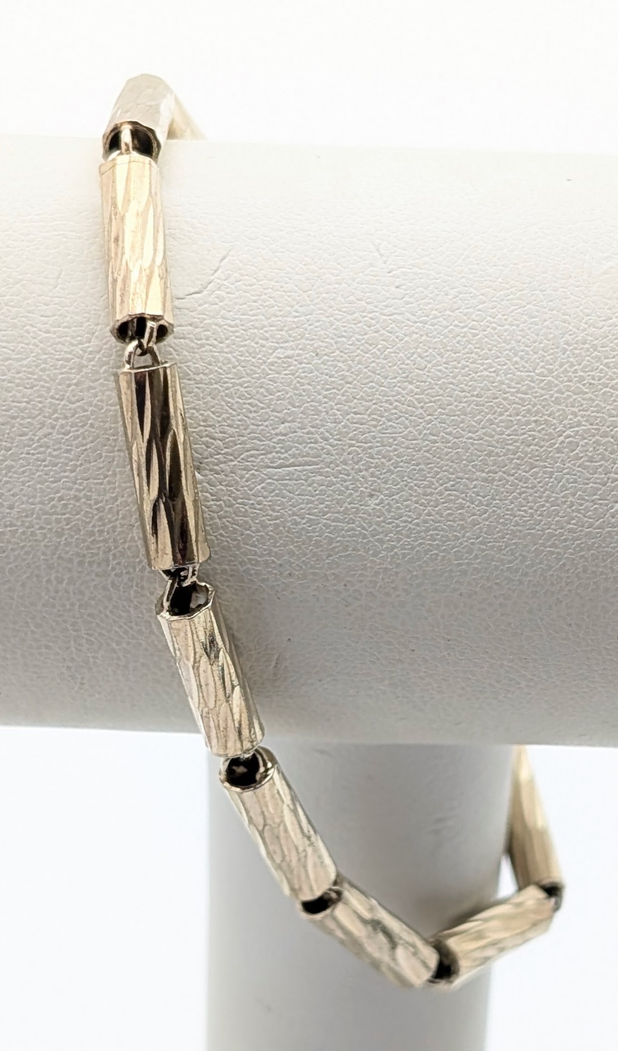 Sterling Silver Hammered Bead Ladies Bracelet (1 of 4)