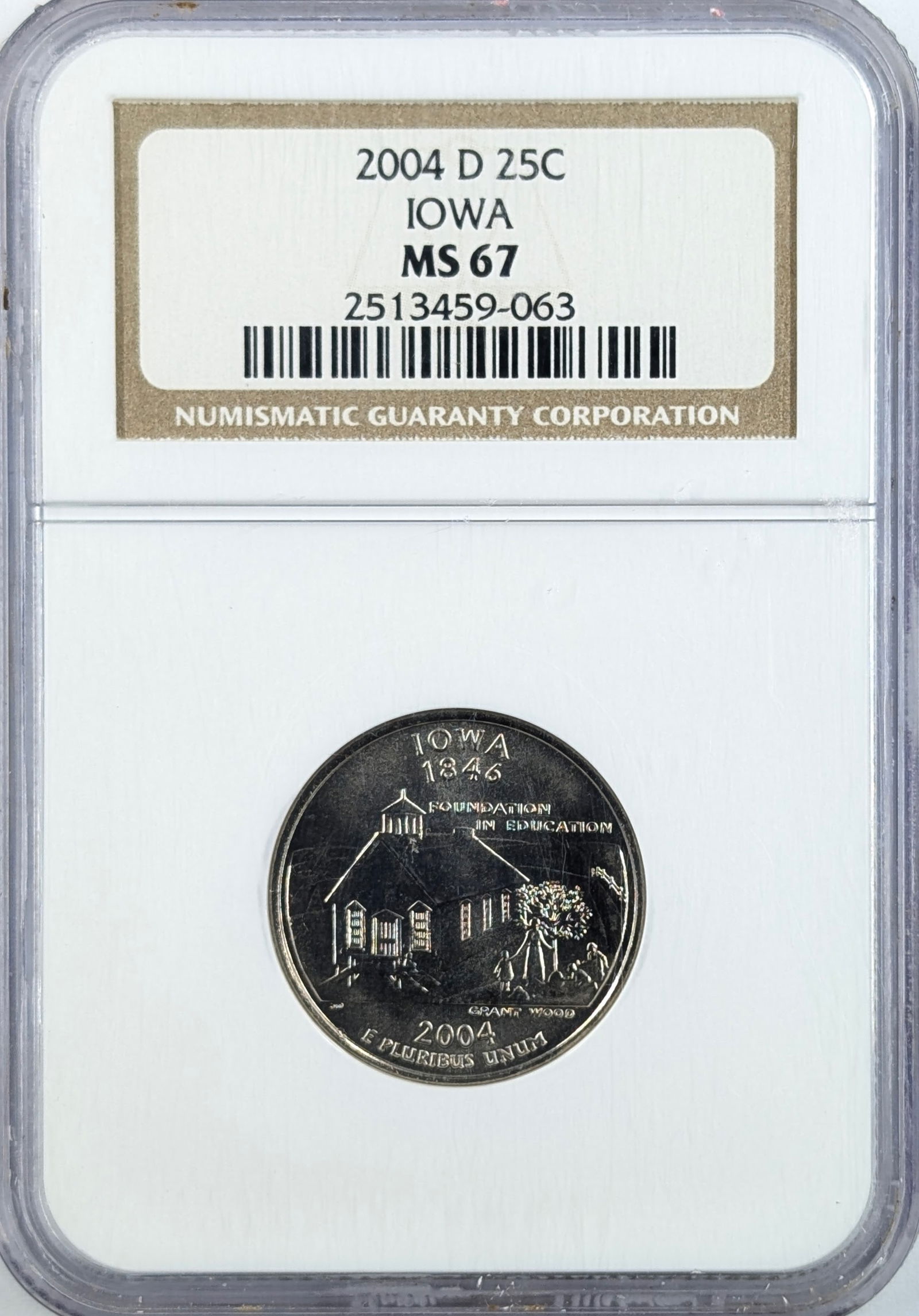 NGC 2004-D MS67 Iowa State Quarter: Coin 