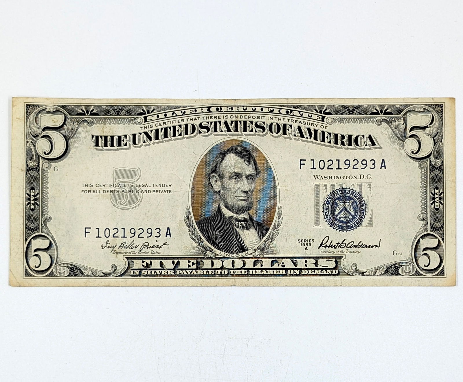 1953-A $5 Note - Silver Certificate (1 of 2)