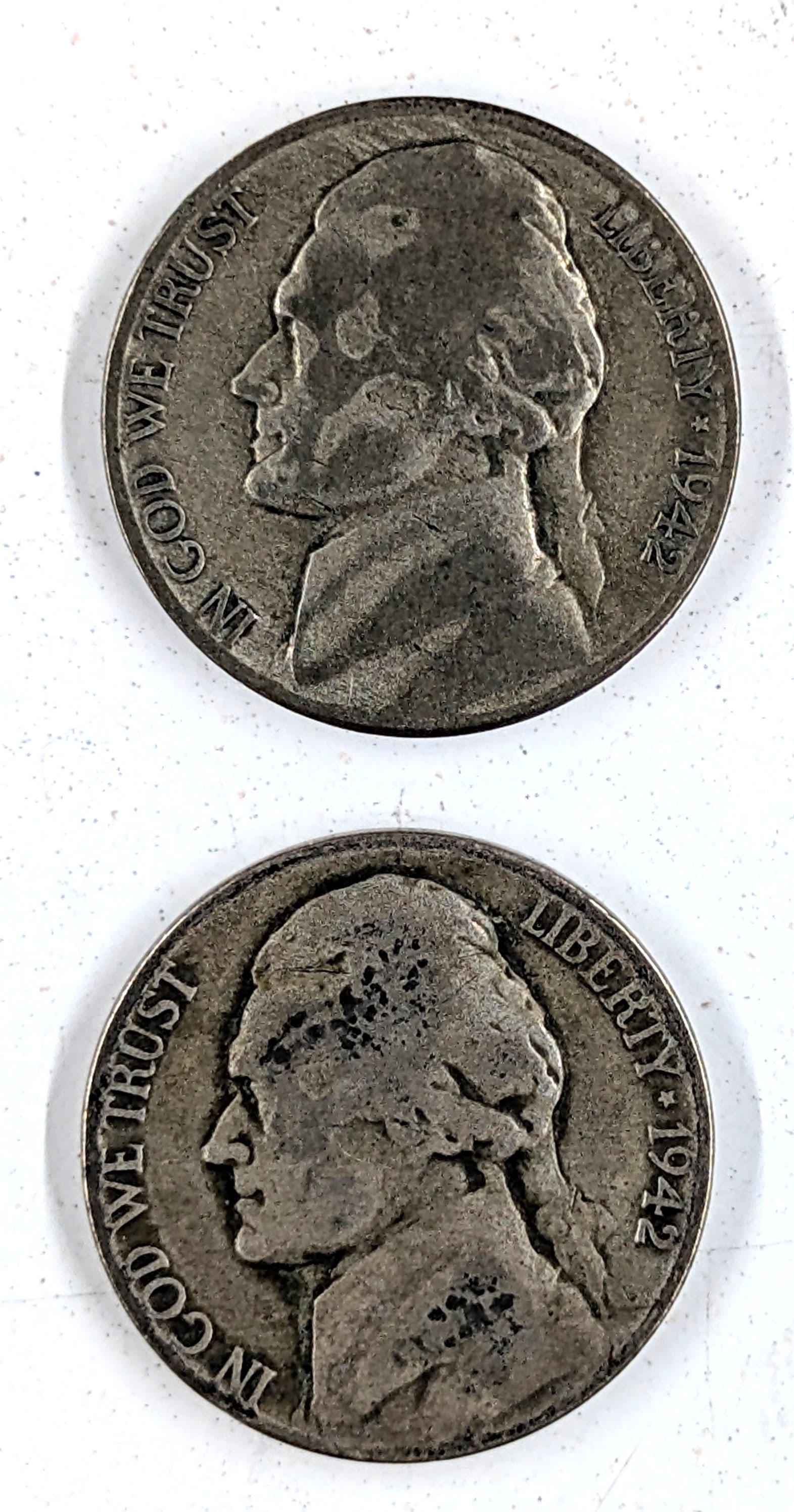 Lot of 2 Silver War Nickels - 1942 P/S (1 of 2)