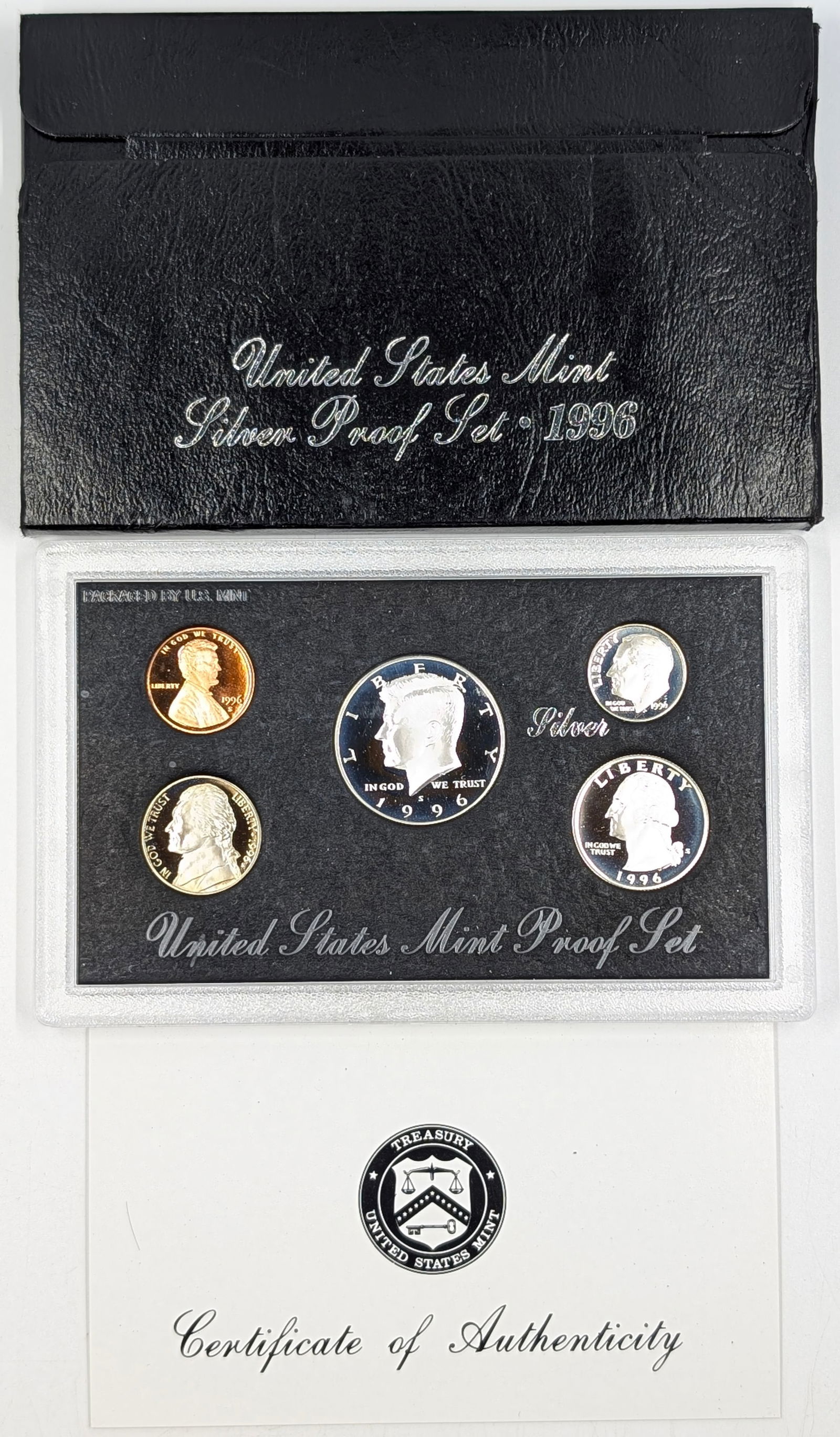 1996 Silver US Mint Proof Set w/ Silver Half, Quarter & Dime & COA (1 of 2)