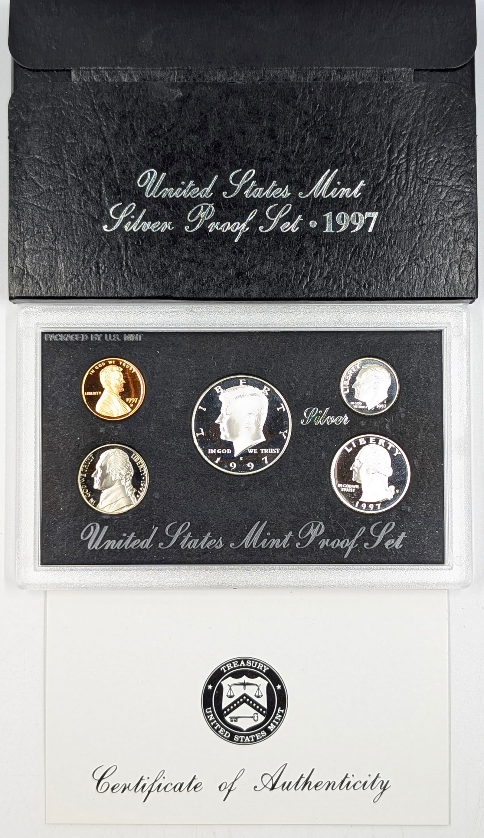 1997 Silver US Mint Proof Set w/ Silver Half, Quarter & Dime & COA (1 of 2)