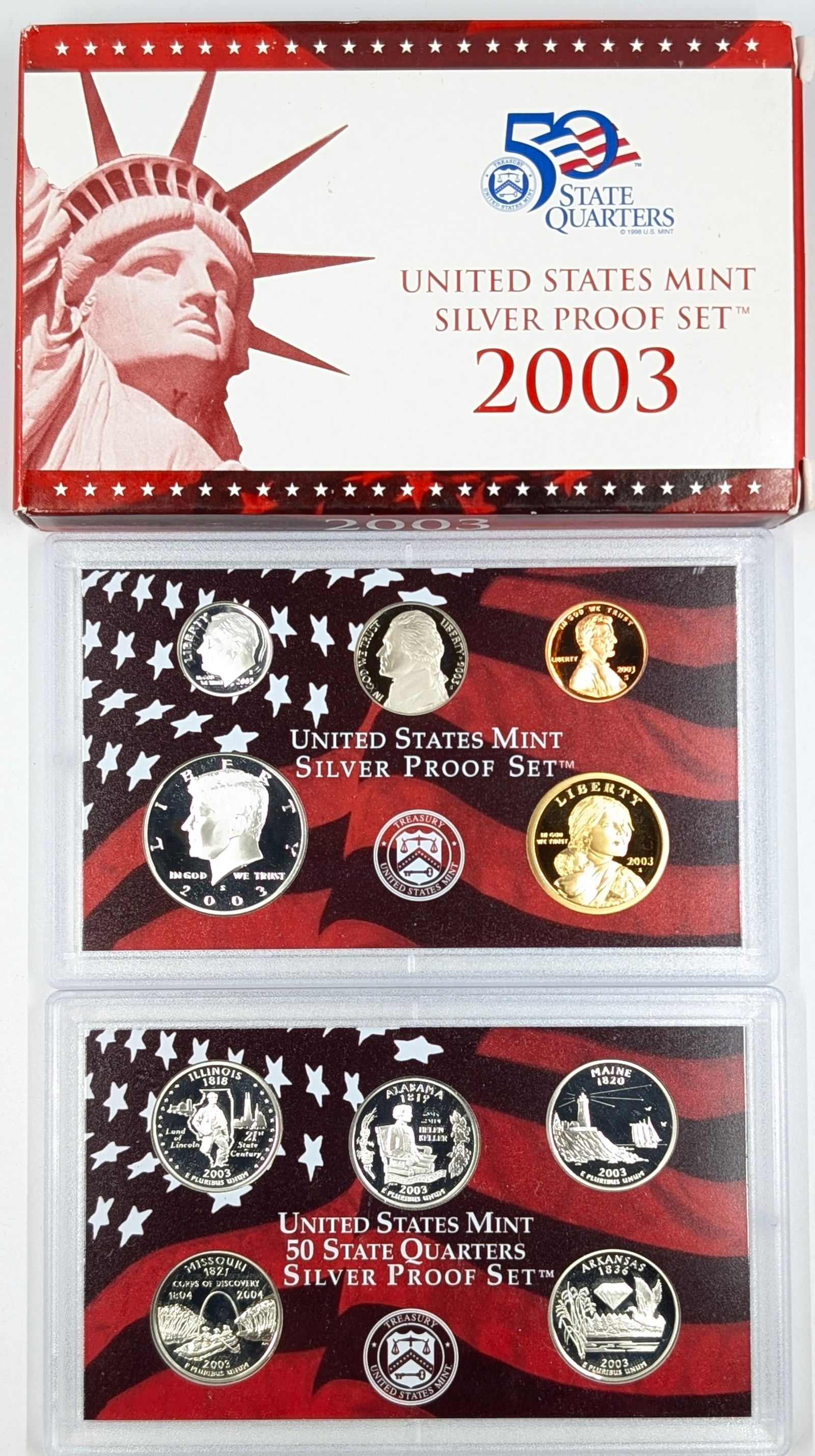 2003 Silver US Mint Proof Set w/ Silver Half, Quarter & Dime & COA (1 of 3)