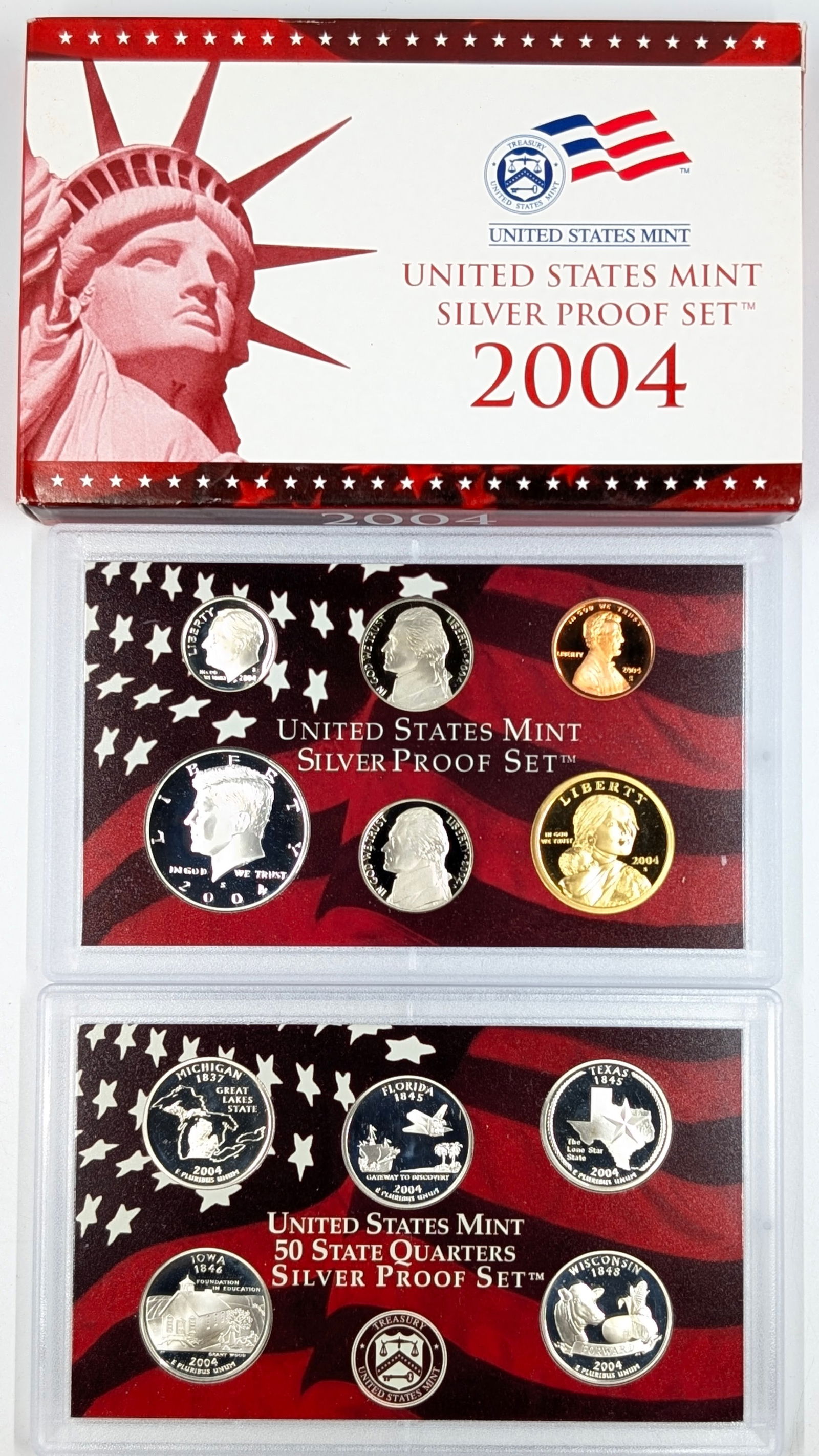 2004 Silver US Mint Proof Set w/ Silver Half, Quarter & Dime & COA (1 of 3)