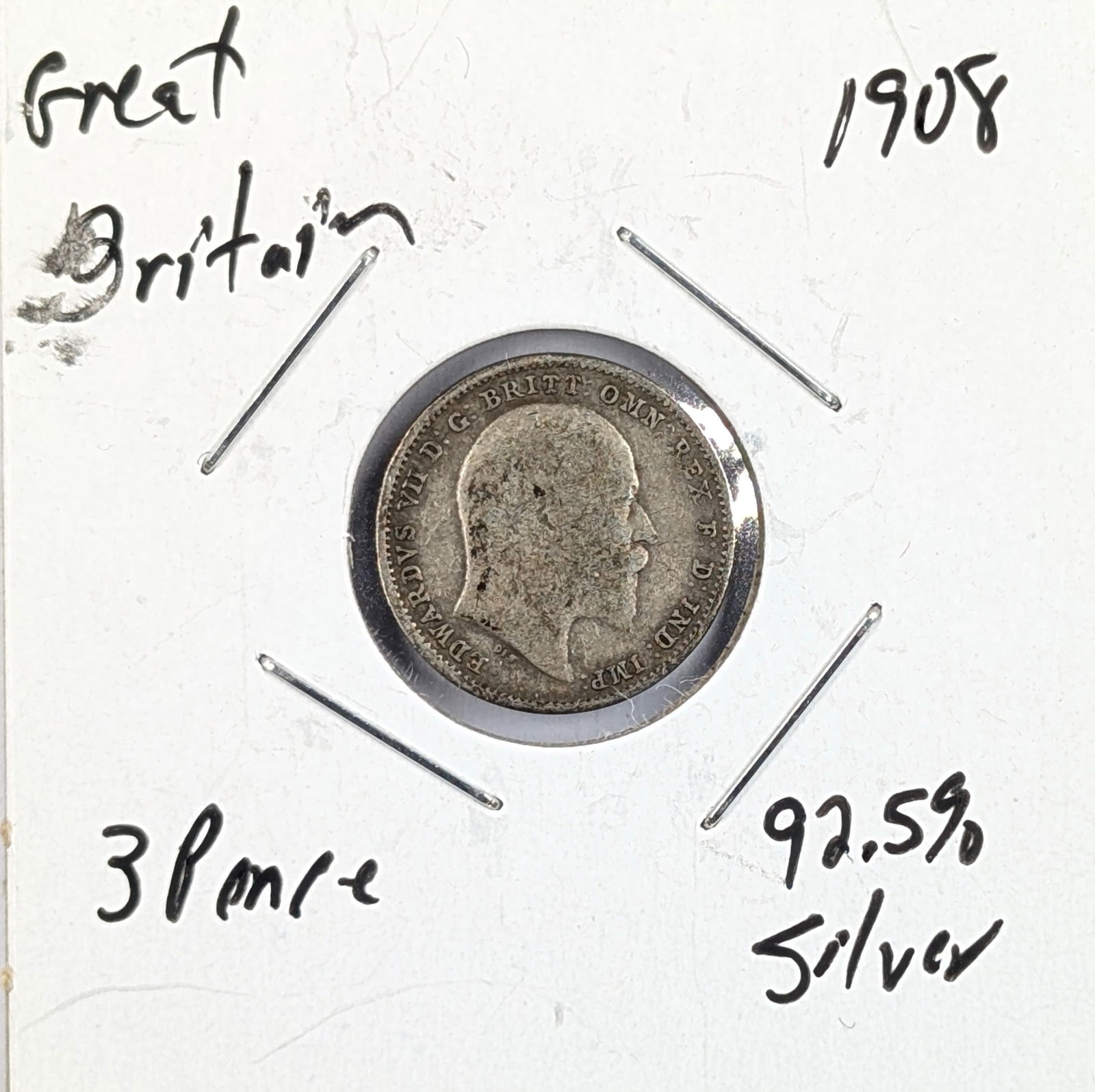 1908 Silver Great Britain 3 Pence (1 of 2)