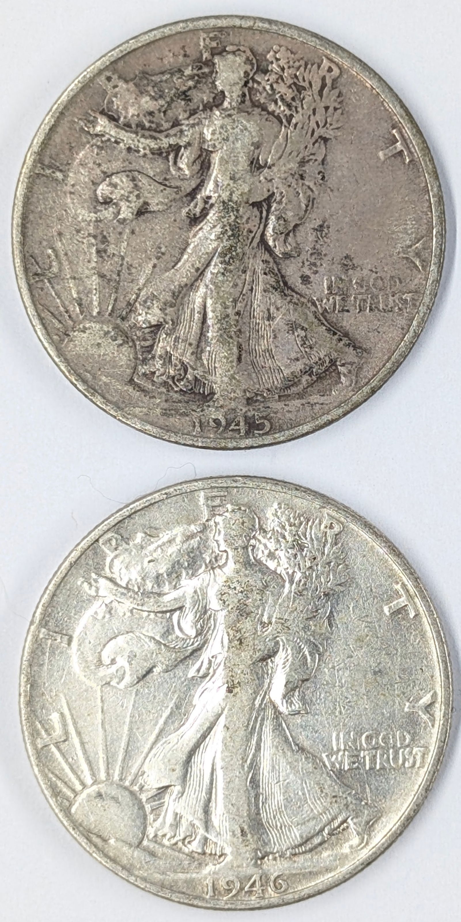 Lot of 2 Silver Walking Liberty Half Dollars - 1945-S, 1946 (1 of 2)