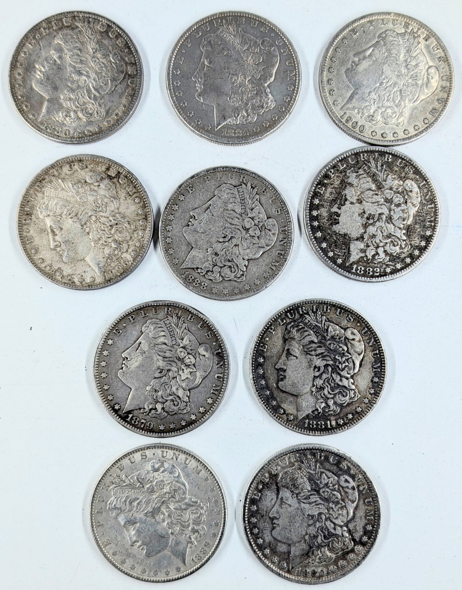 Lot of 10 Morgan Silver Dollars - 1879-1900 (1 of 2)