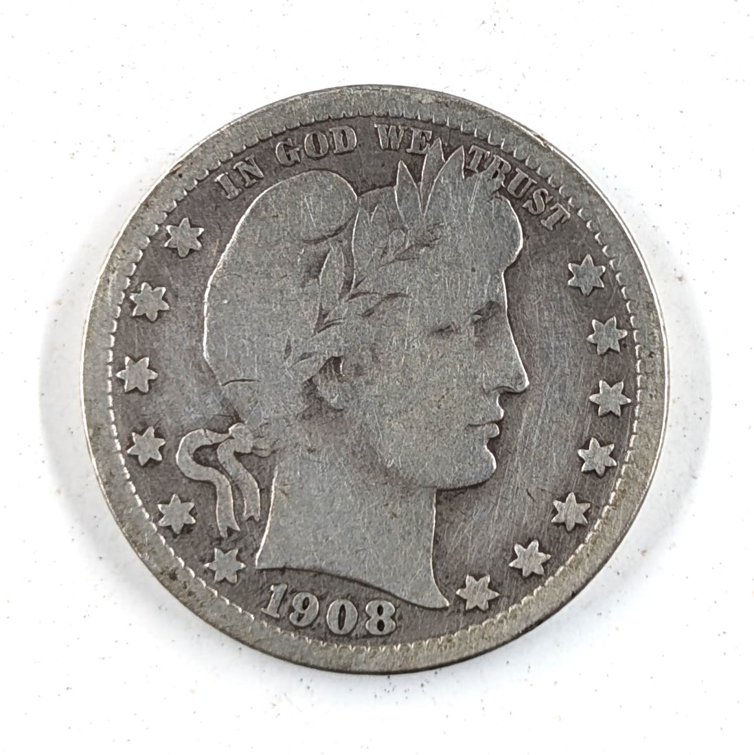 1908 Silver Barber Quarter (1 of 2)