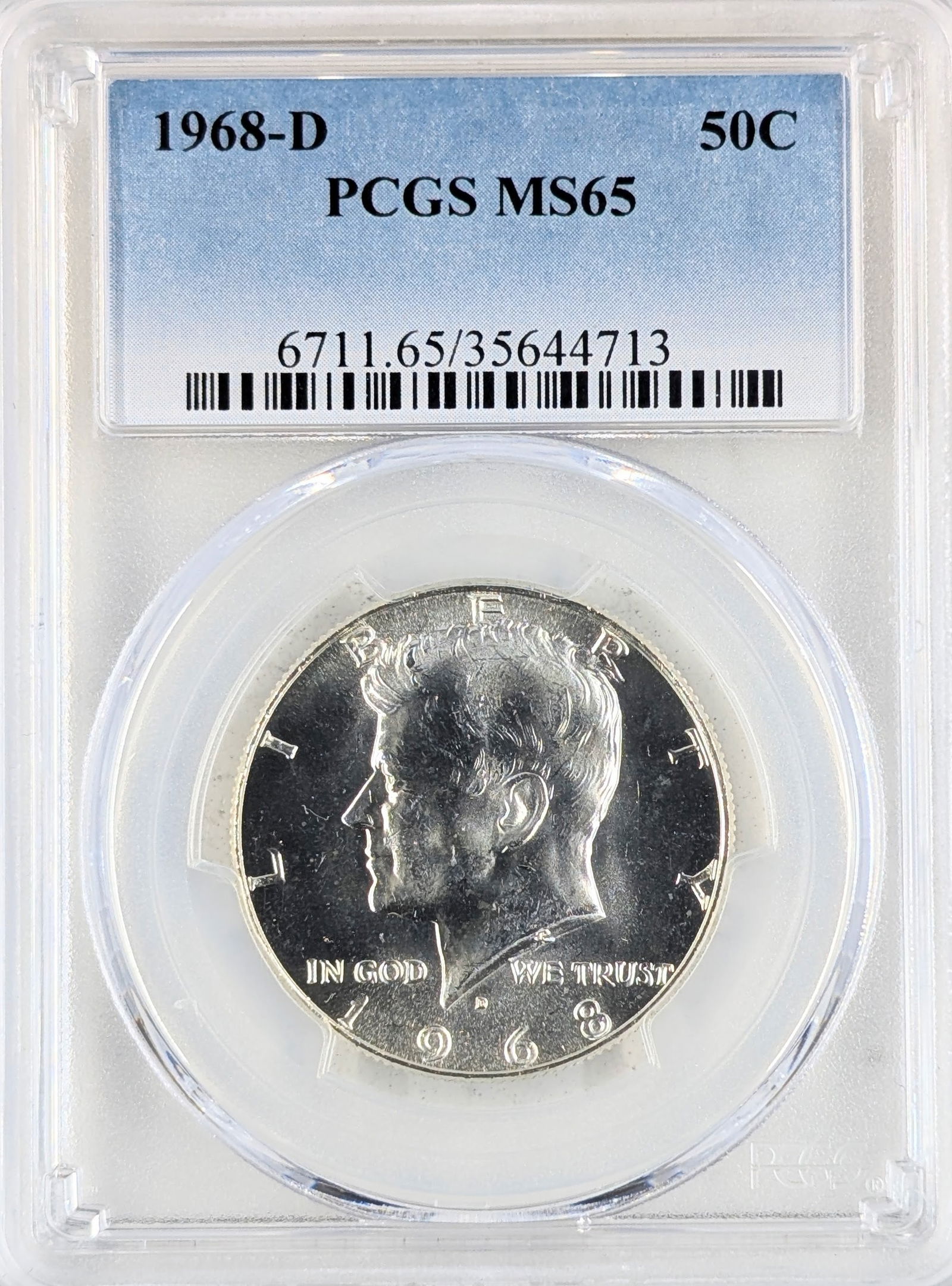 PCGS 1968-D MS65 Silver John F Kennedy Half Dollar (1 of 2)