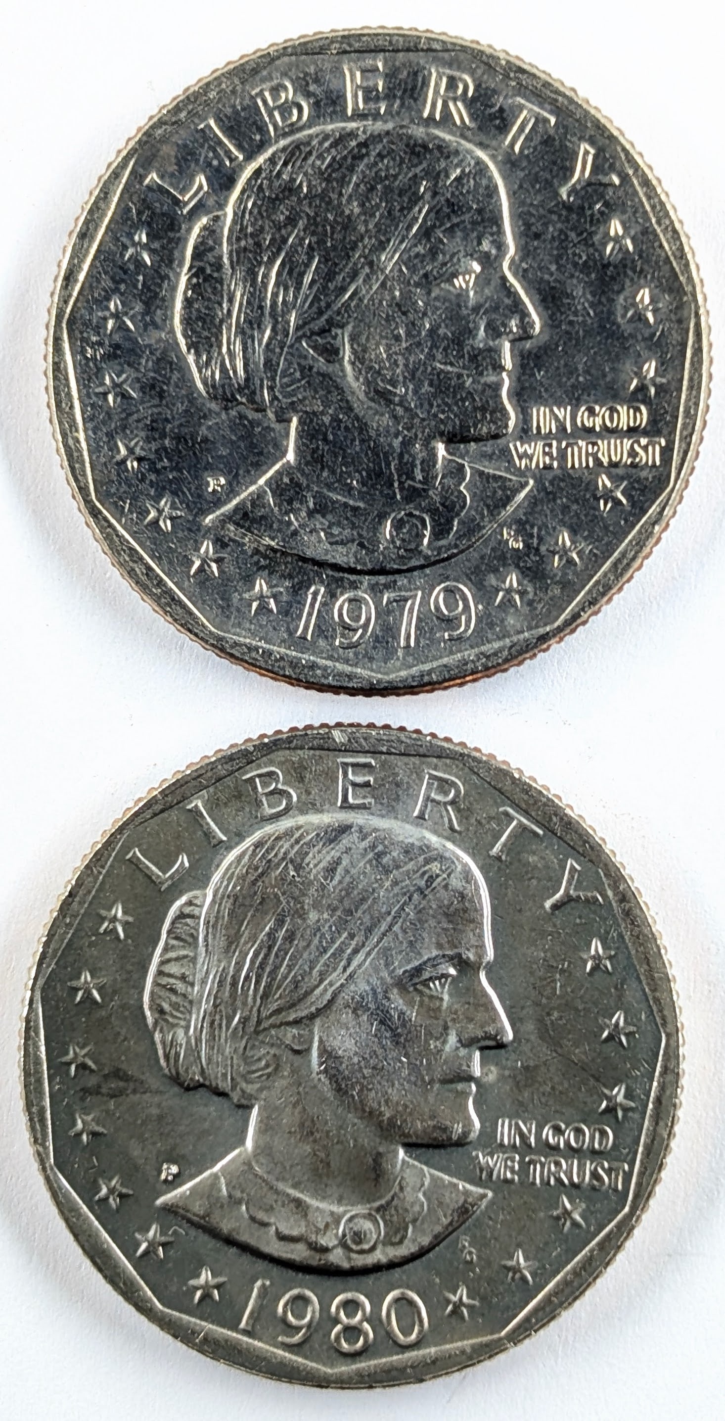 Lot of 2 Uncirculated Susan B. Anthony Dollars - 1979-P, 1980-P (1 of 2)