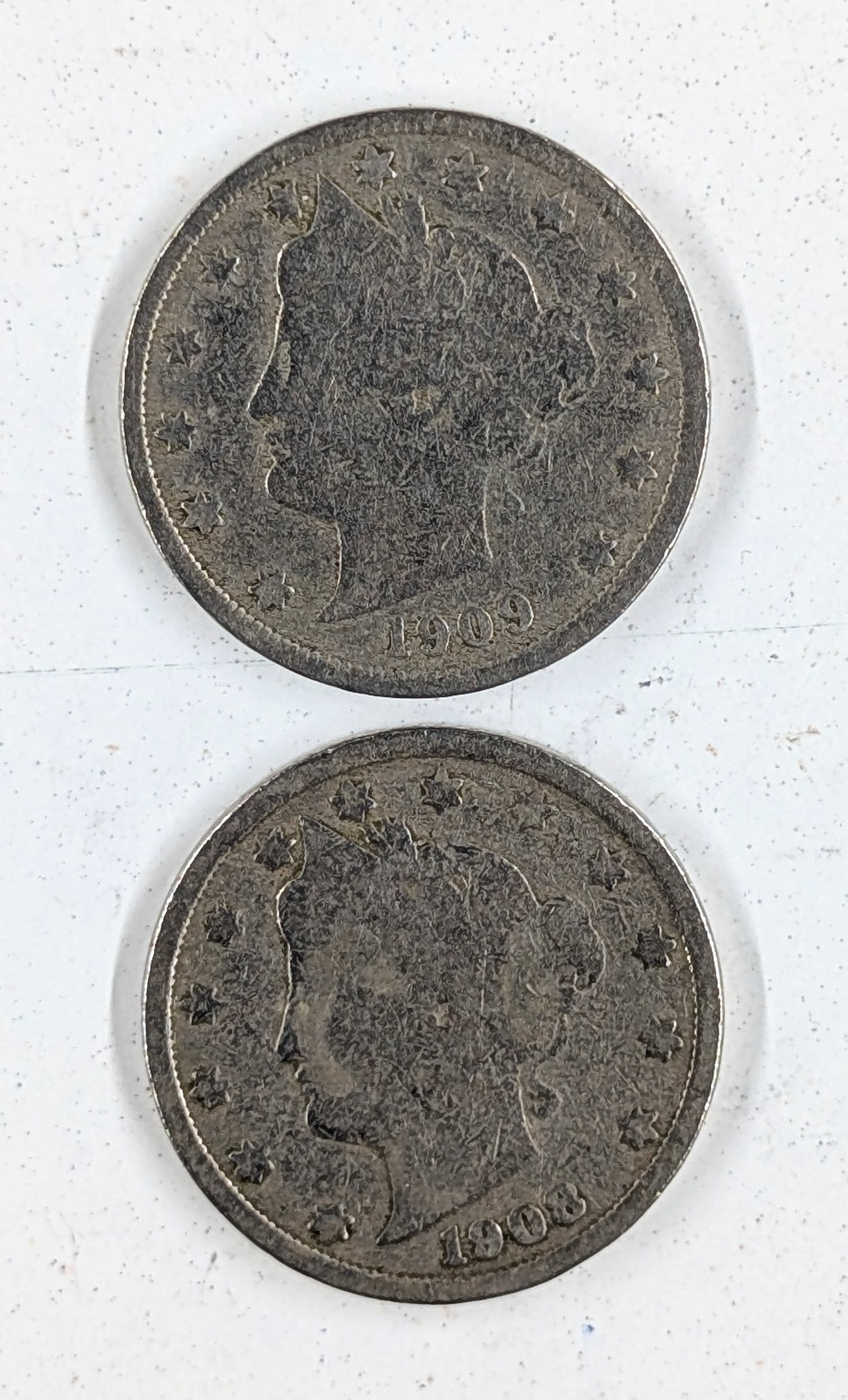 Lot of 2 Liberty V Nickels - 1908, 1909 (1 of 2)
