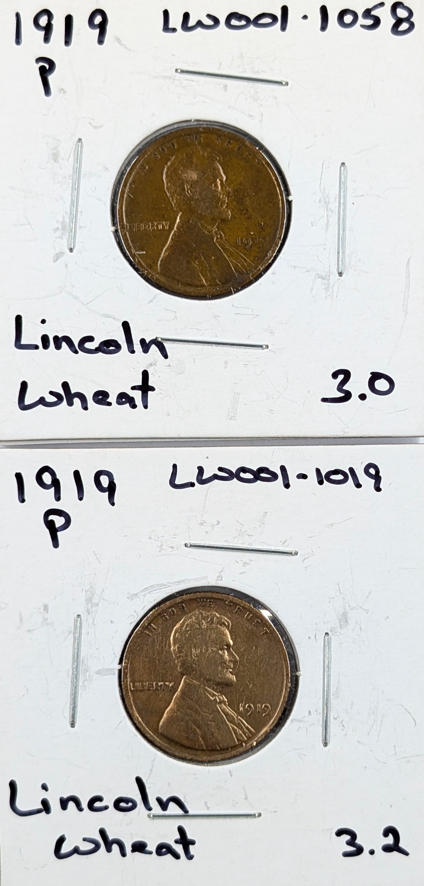 Lot of 2 Wheat Cents - Both 1919 (1 of 2)