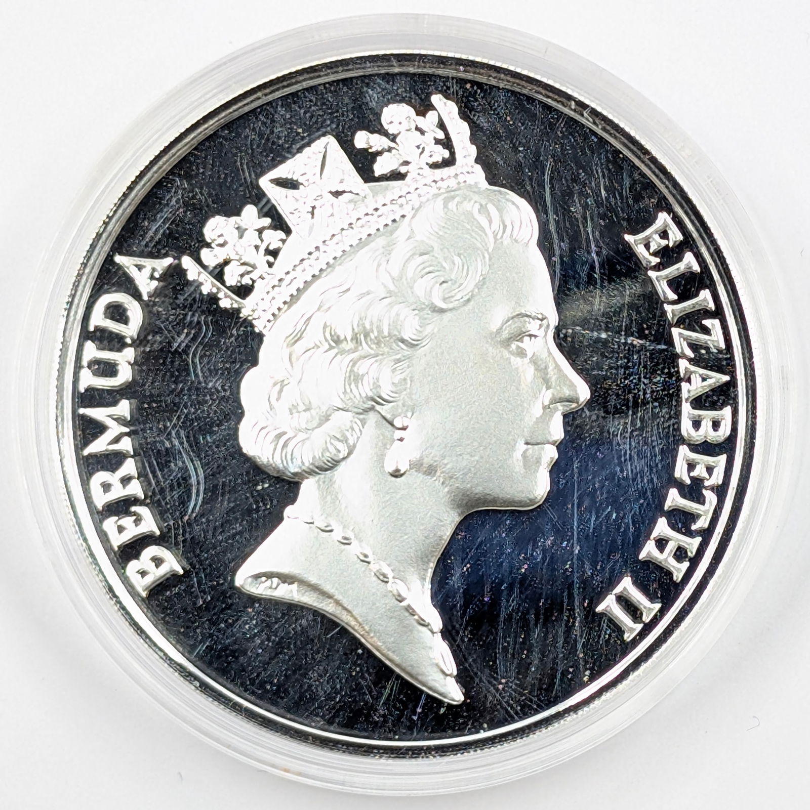 FEATURE 5 Troy Ounce Silver Proof 1987 Bermuda $5 Coin w/ Box & COA - 4