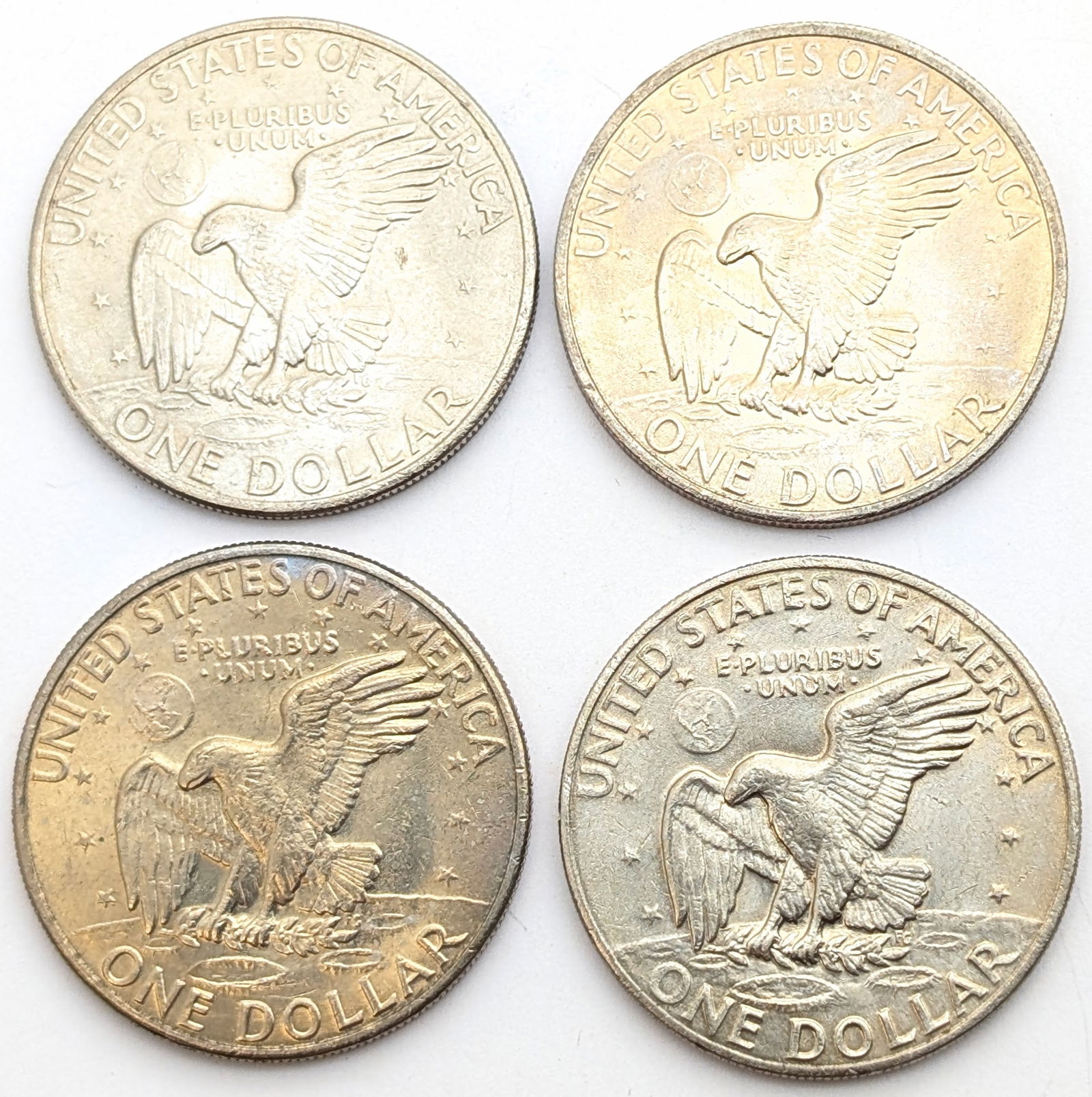 Lot of 4 Uncirculated Eisenhower "Ike" Dollars - 1971-1972 - Some Toned - 2