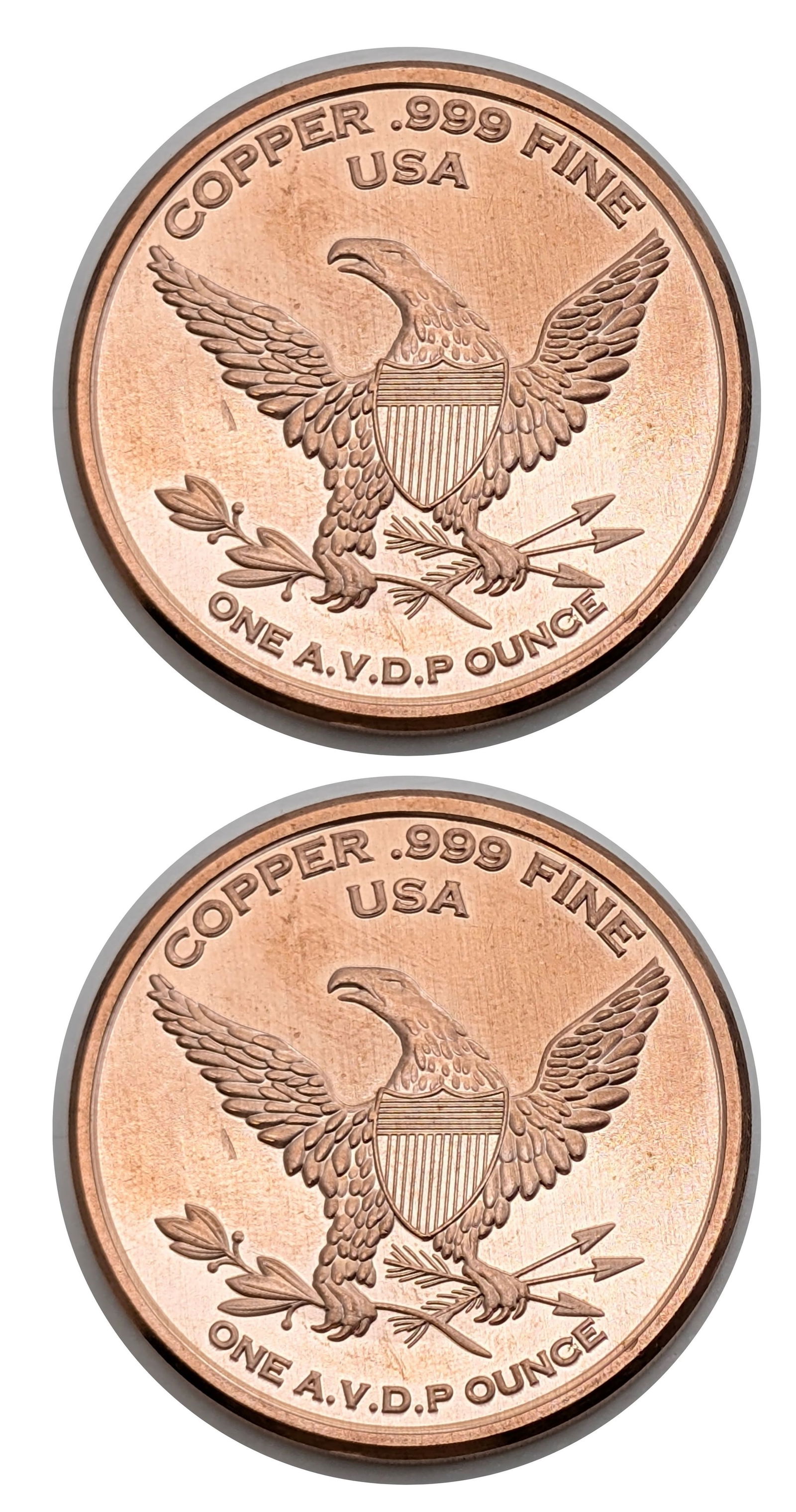 Lot of 2 - 1 Ounce (each) Fine .999 Copper Rounds - Don't Tread On Me - 2
