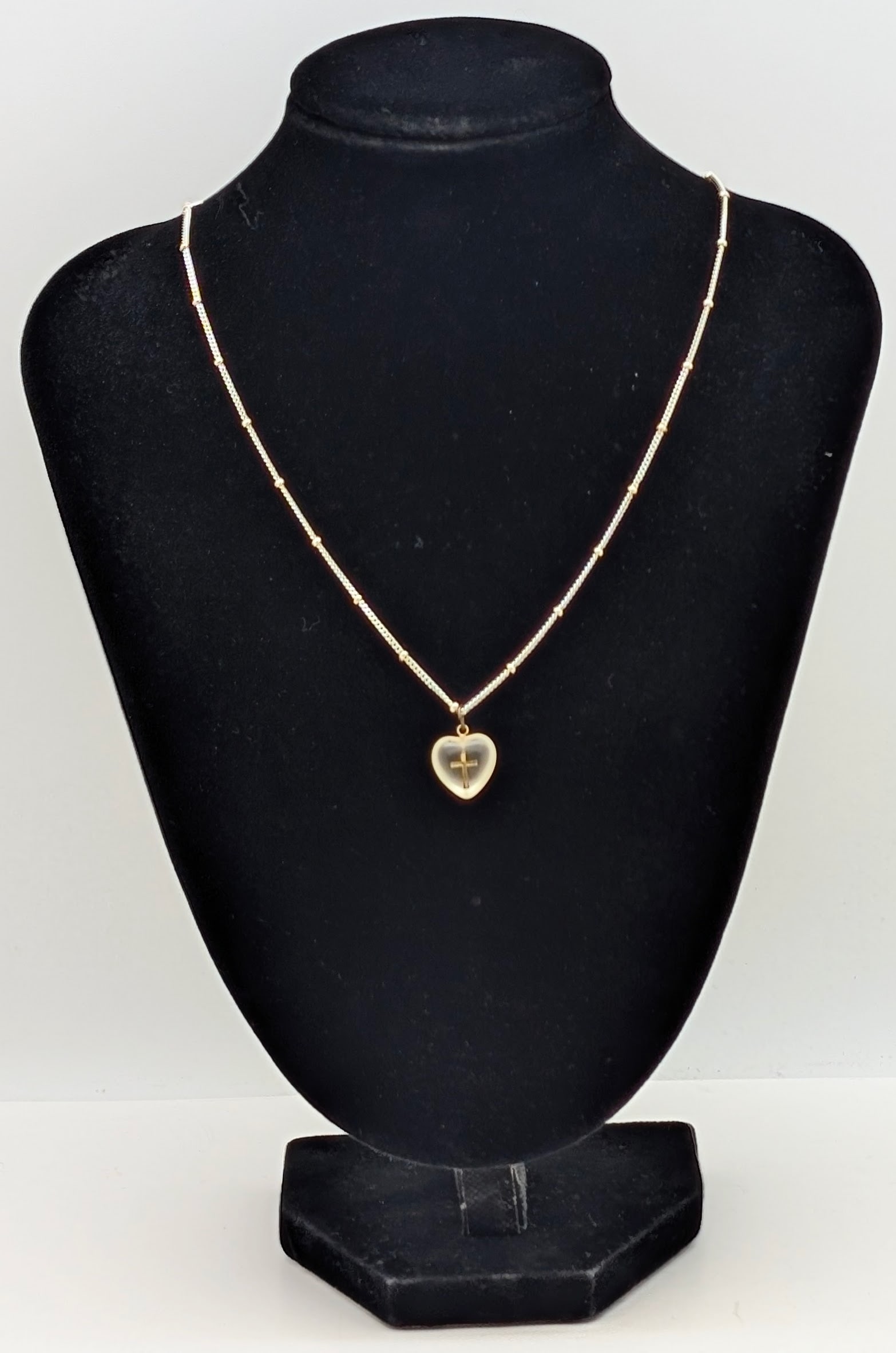 Italian Sterling Silver Cross Heart Ladies Necklace - 2