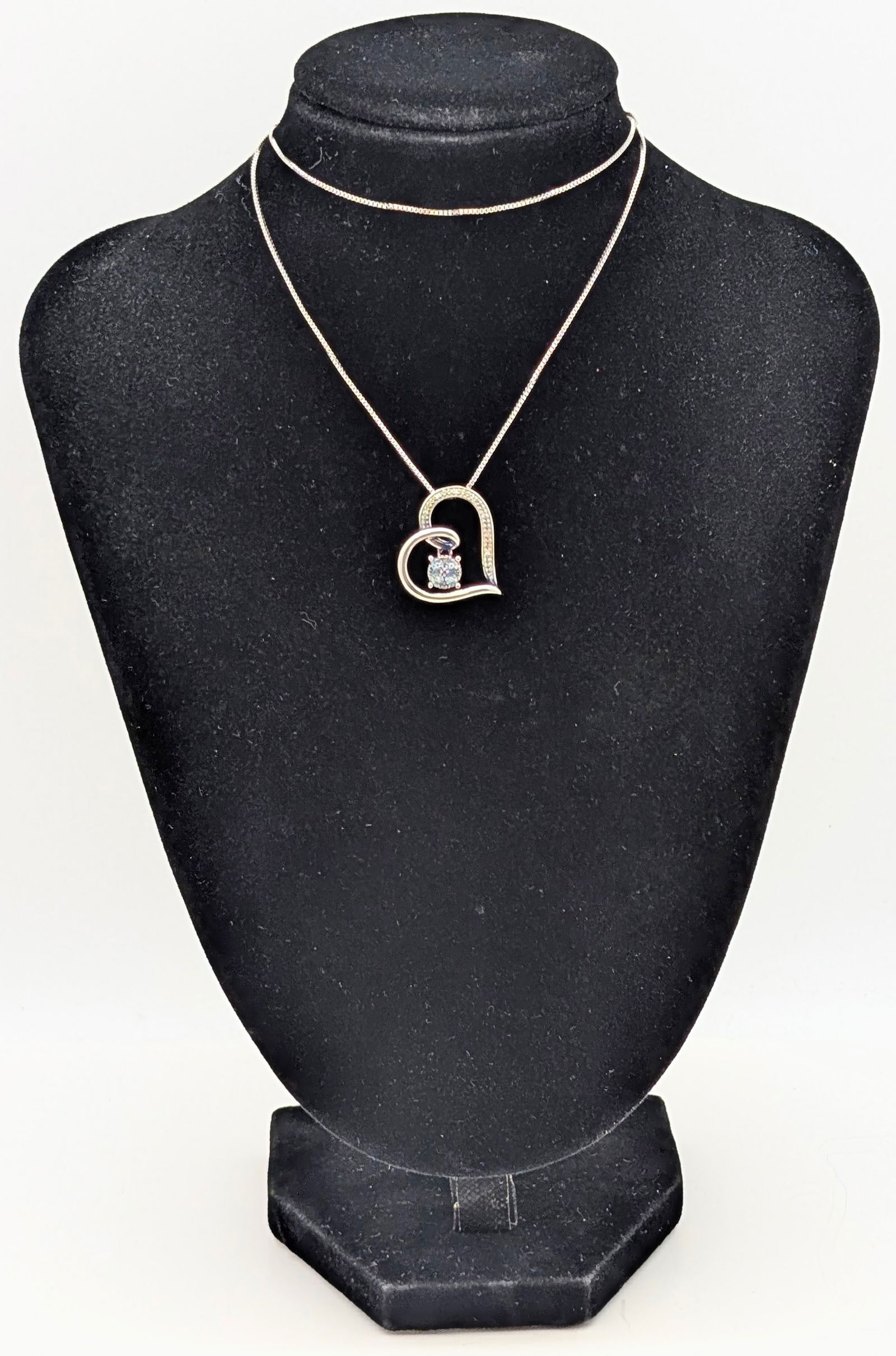 Blue & White Heart Sterling Silver Ladies Necklace (1 of 7)