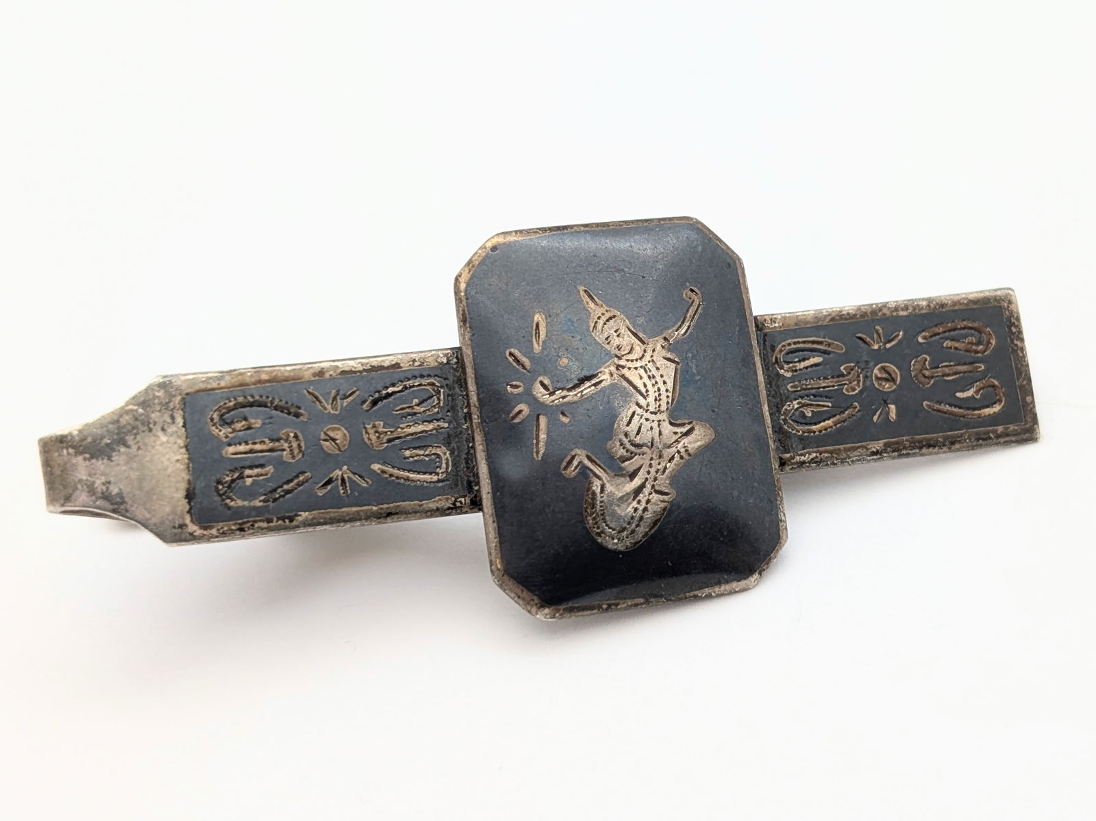 Vintage Siam Sterling Silver Thai Dancer Men's Tie Clip & Cuff links Set - 16.7g - 2