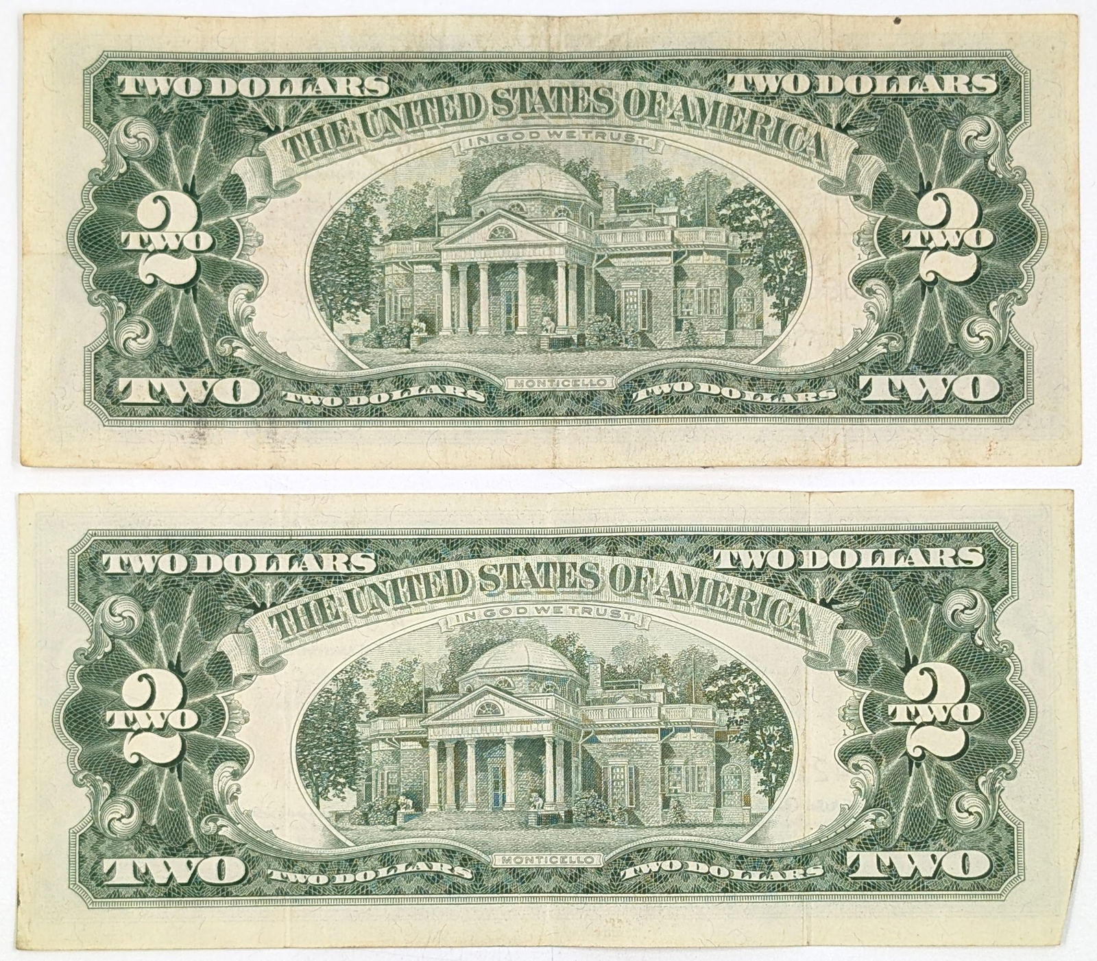 Lot of 2 - 1963 $2 Notes - Red Seals - 2