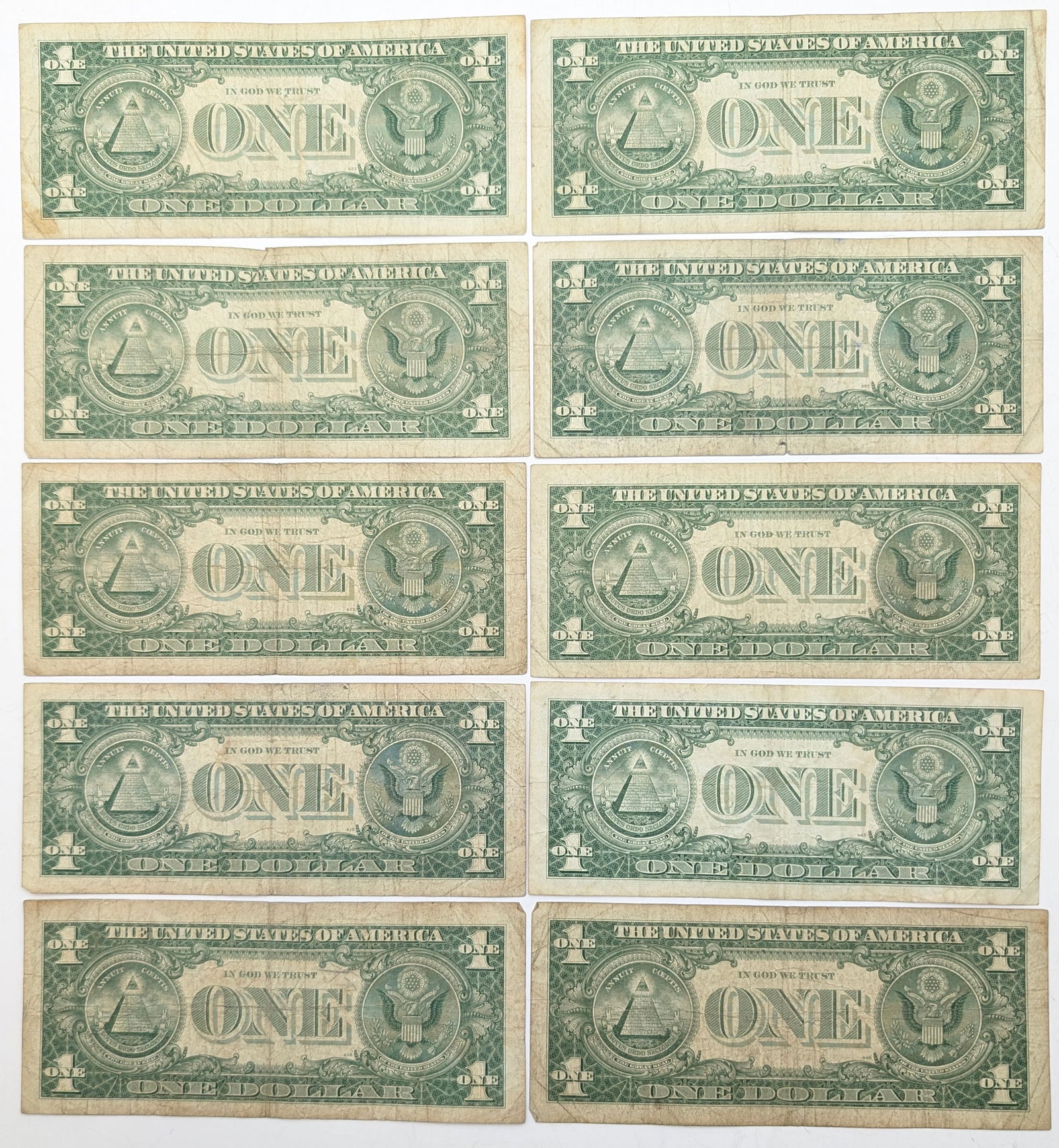 Lot of 10 - 1957 A/B $1 Notes - Silver Certificates - 2