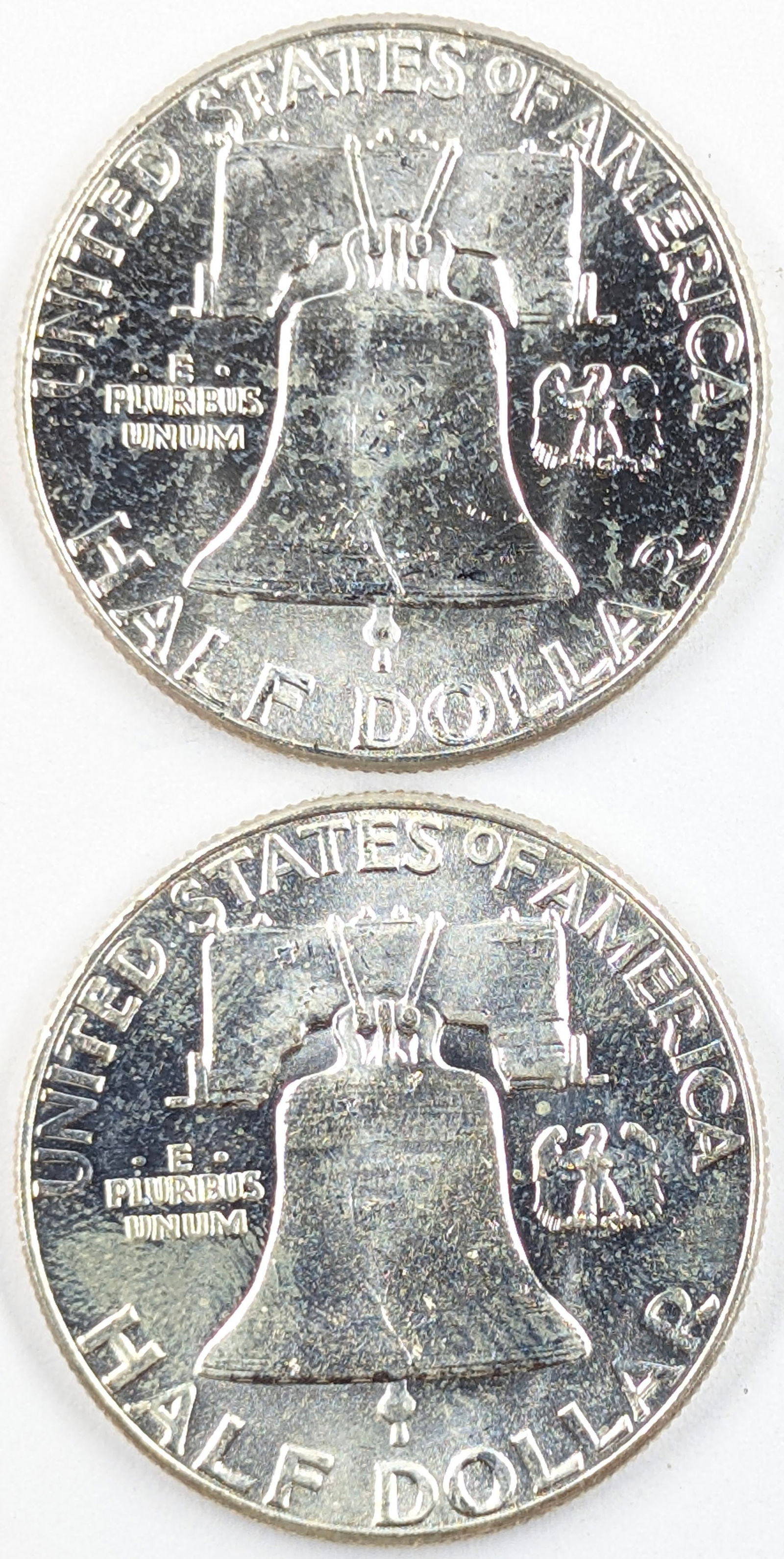 Lot of 2 Silver Franklin Half Dollars - Both 1963 BU - 2