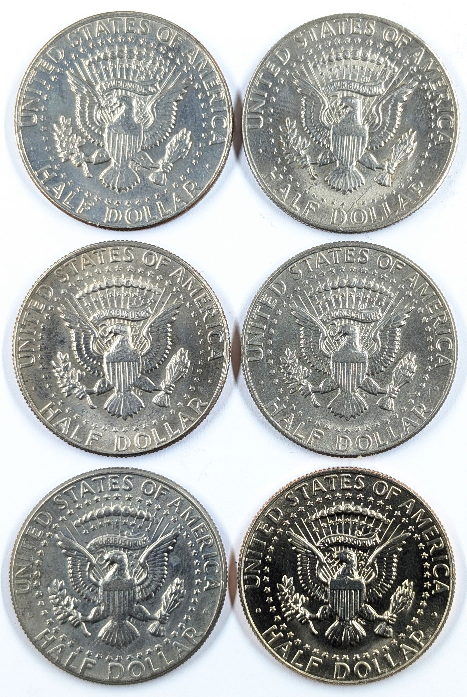 Lot of 6 John F Kennedy Half Dollars - 1983-1985 - 2