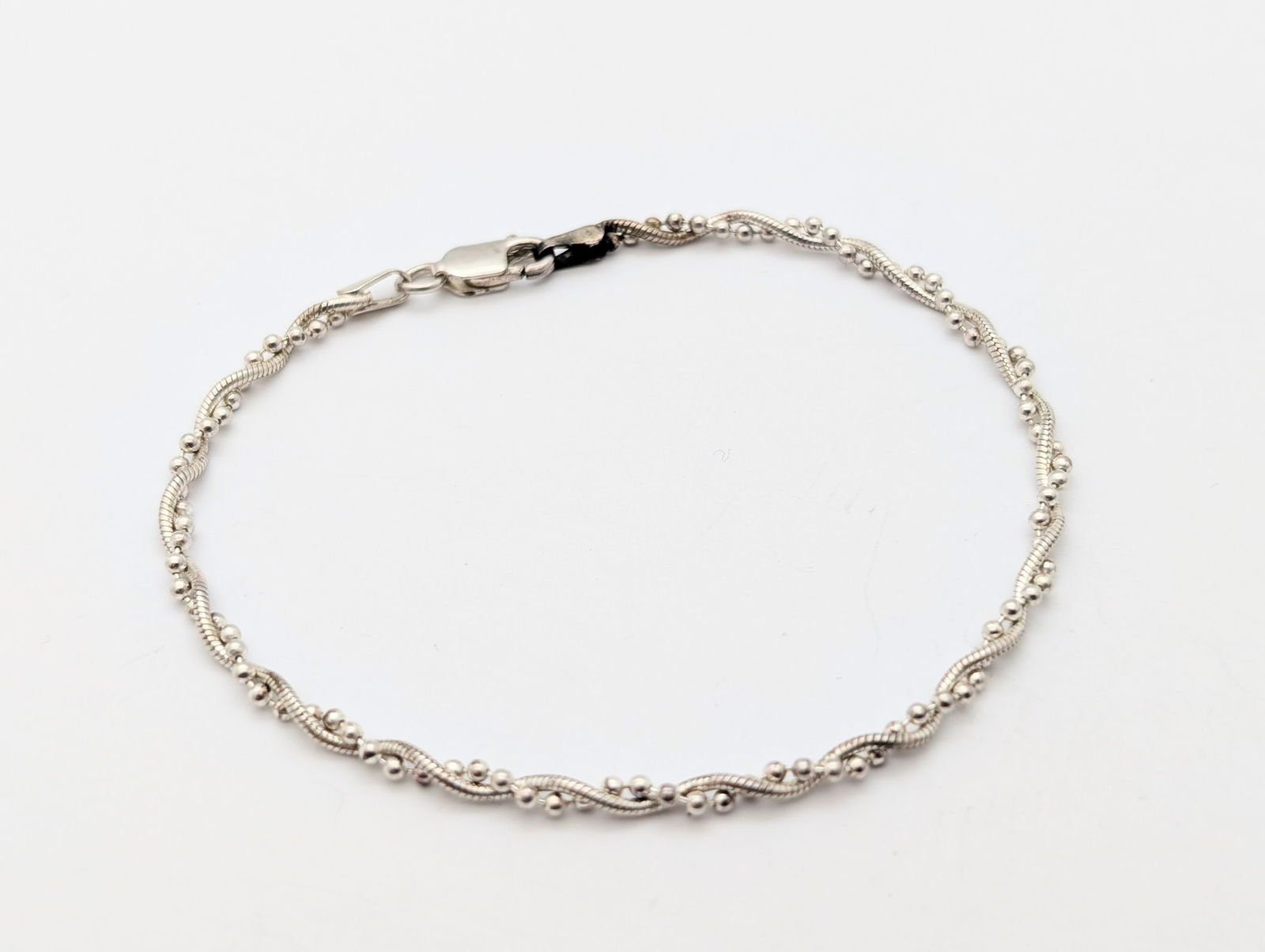 Italian Sterling Silver 2-Chain Twisted Chain Ladies Bracelet - 2