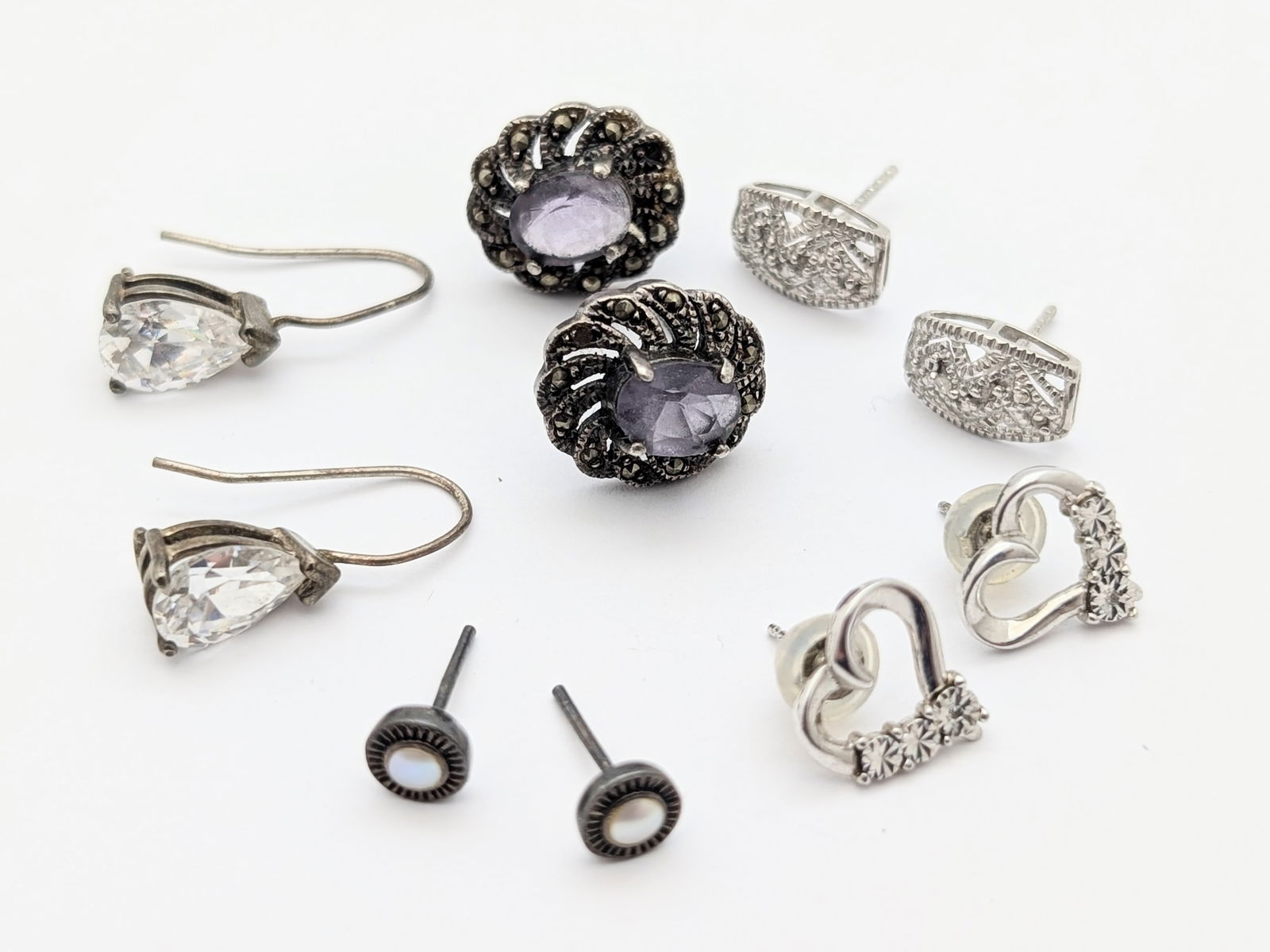 Lot of 5 Sterling Silver Ladies Earrings (1 of 8)