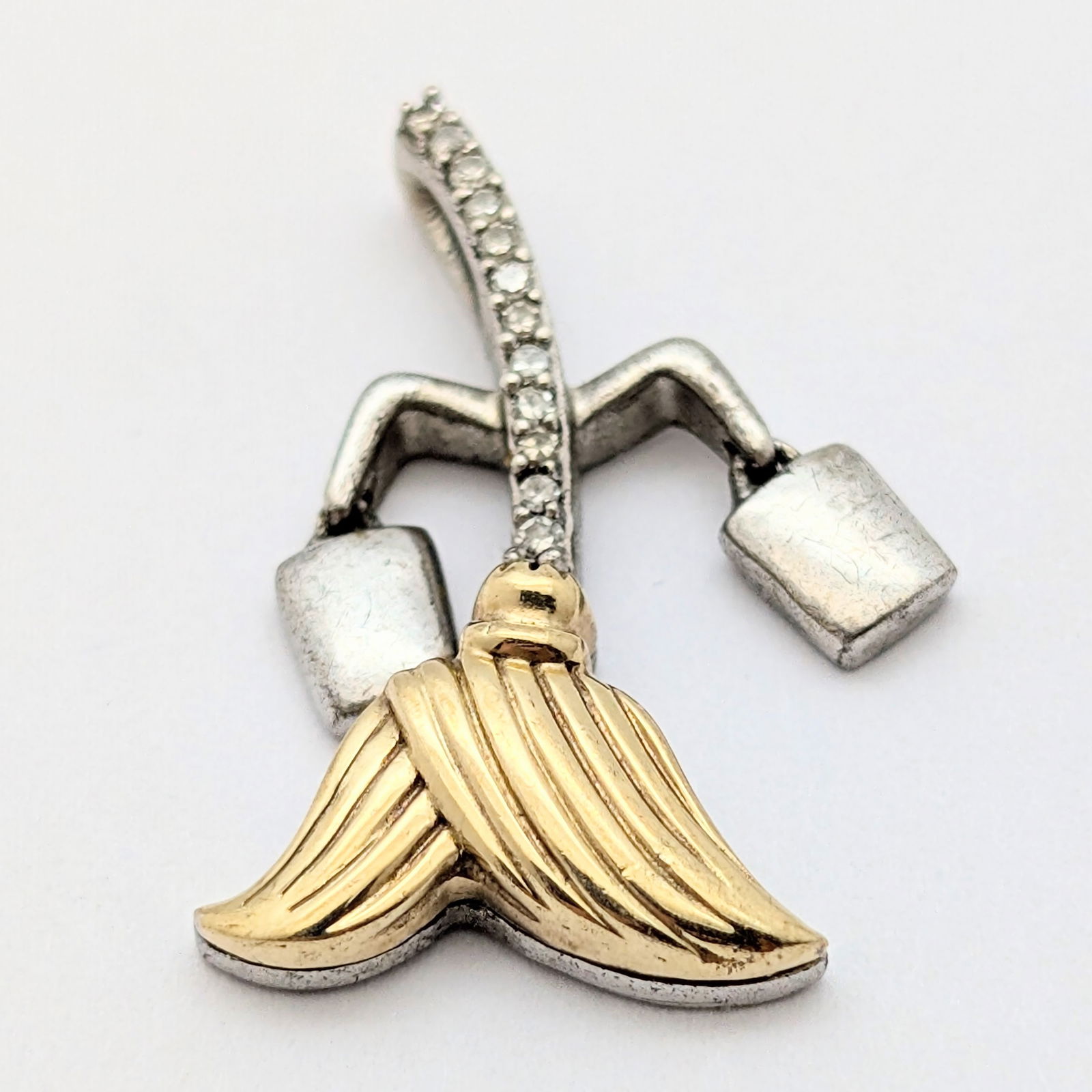 Vintage Sterling Silver and 10k Gold Walt Disney Fantasia Broom Pendant: Jewelry