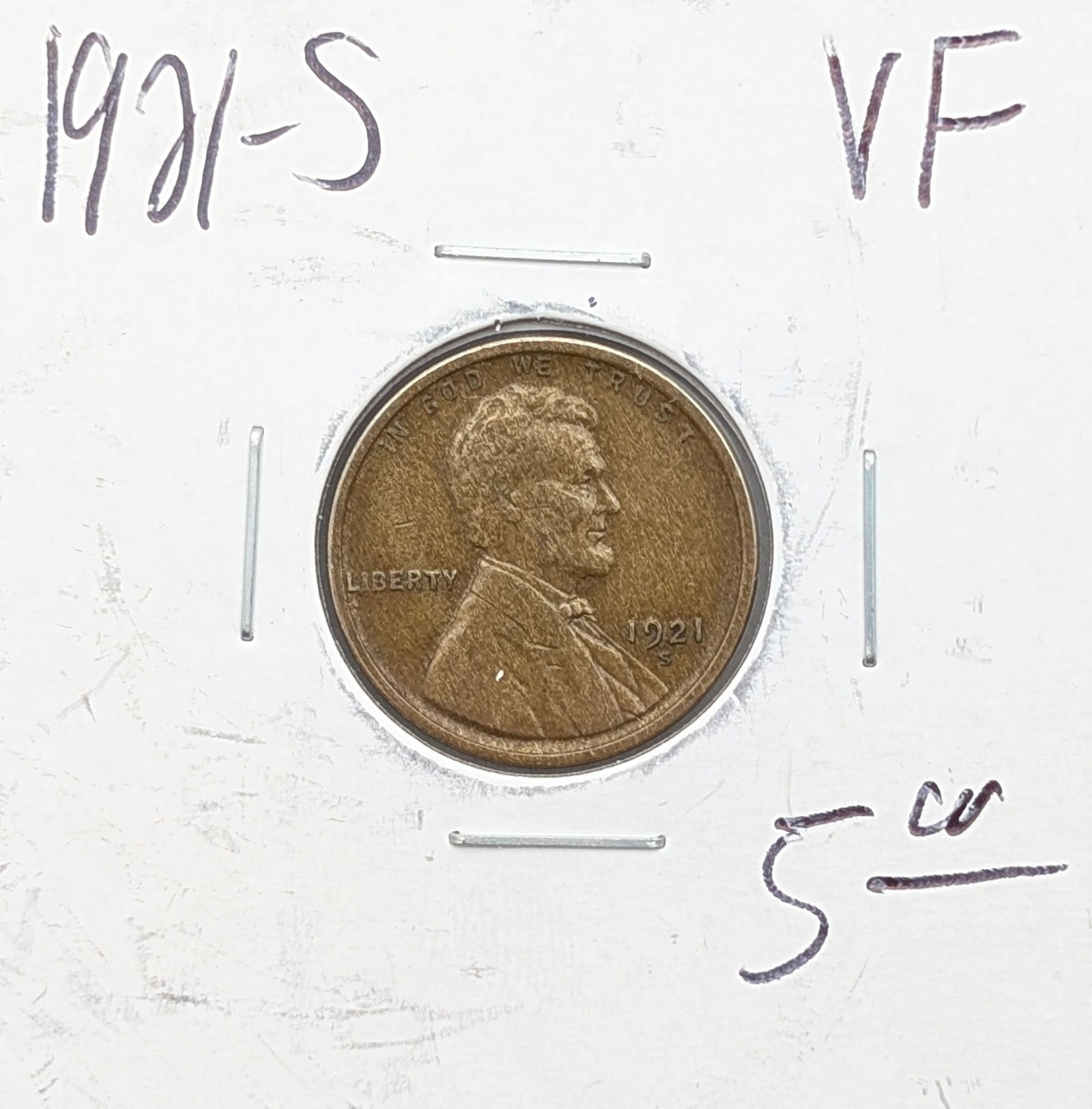 1921-S Wheat Cent - VF (1 of 2)