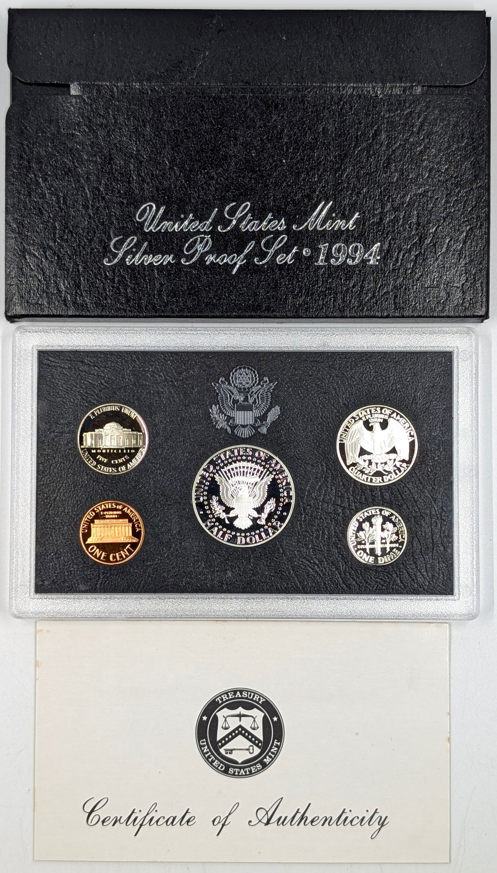 1994 Silver US Mint Proof Set w/ Silver Half, Quarter & Dime w/ COA - 2