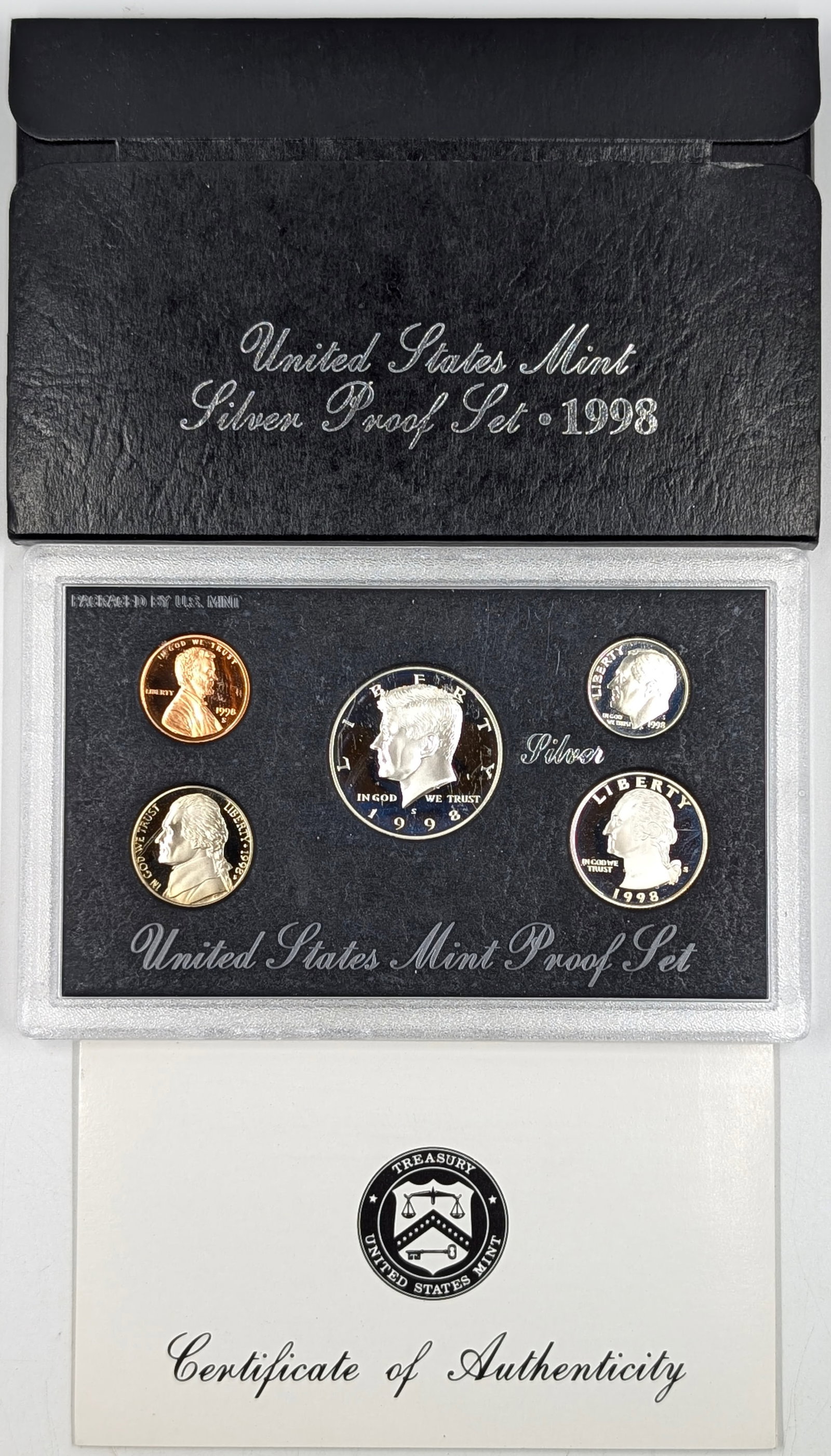 1998 Silver US Mint Proof Set w/ Silver Half, Quarter & Dime w/ COA (1 of 2)