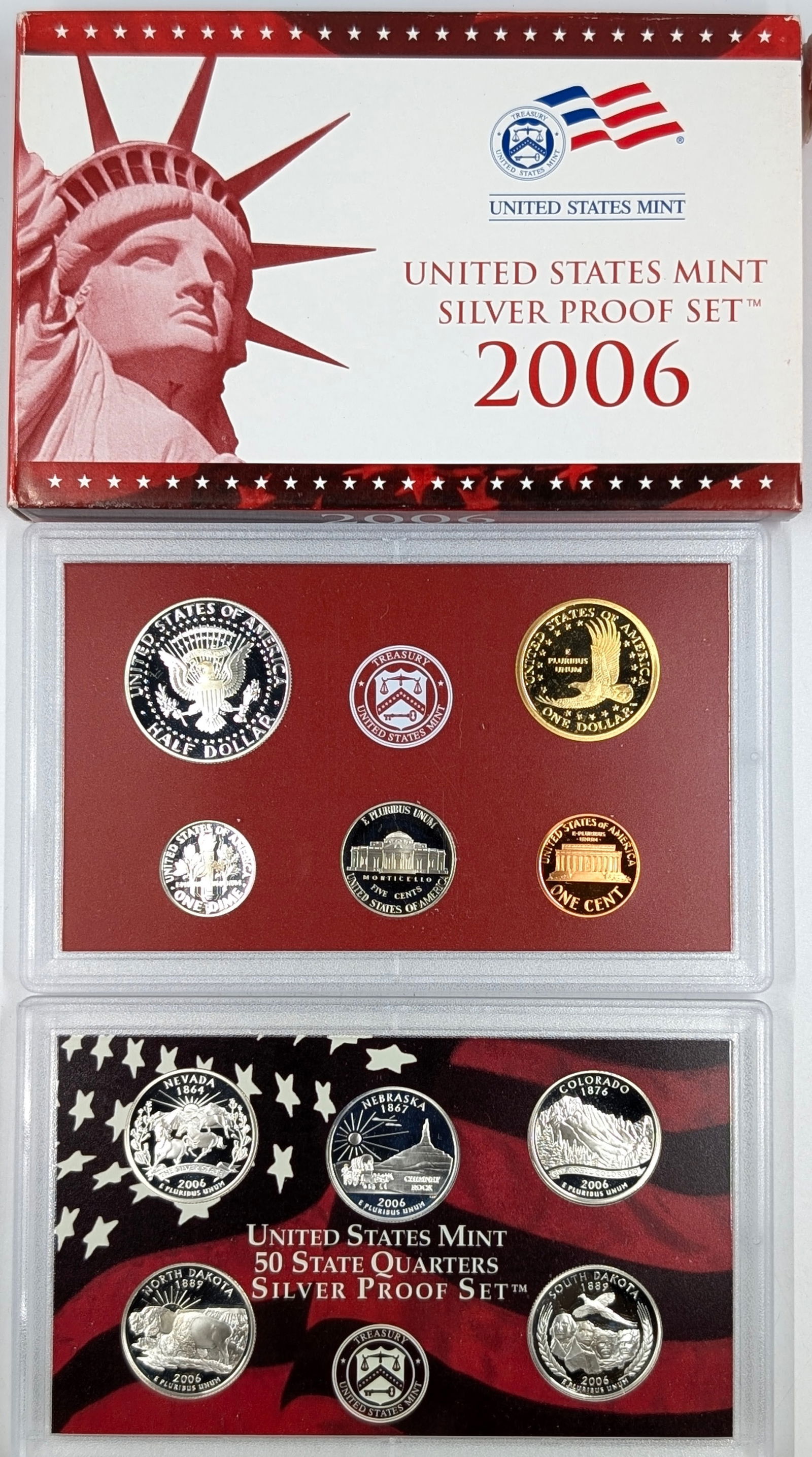 2006 Silver US Mint Proof Set w/ Silver Half, Quarter & Dime w/ COA - 2