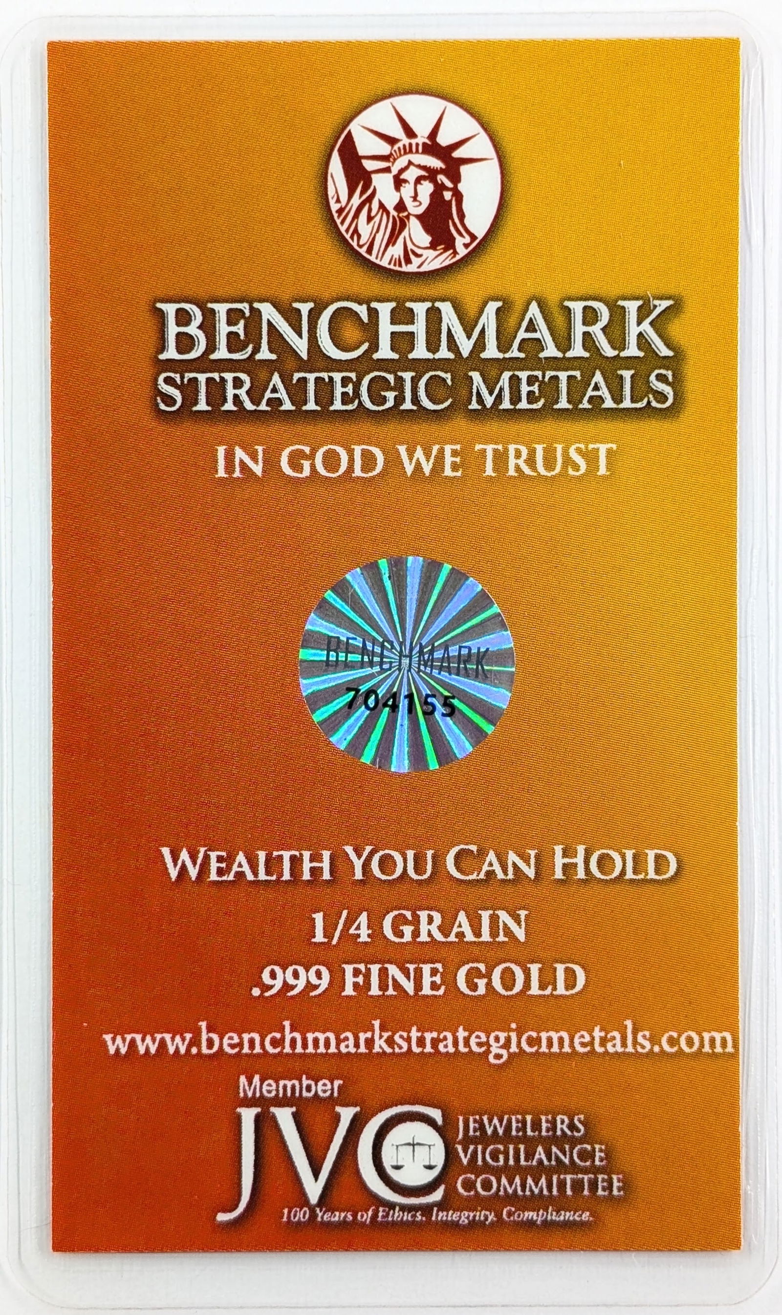 1/4 grain .999 Fine Gold - Benchmark Strategic Metals - 2
