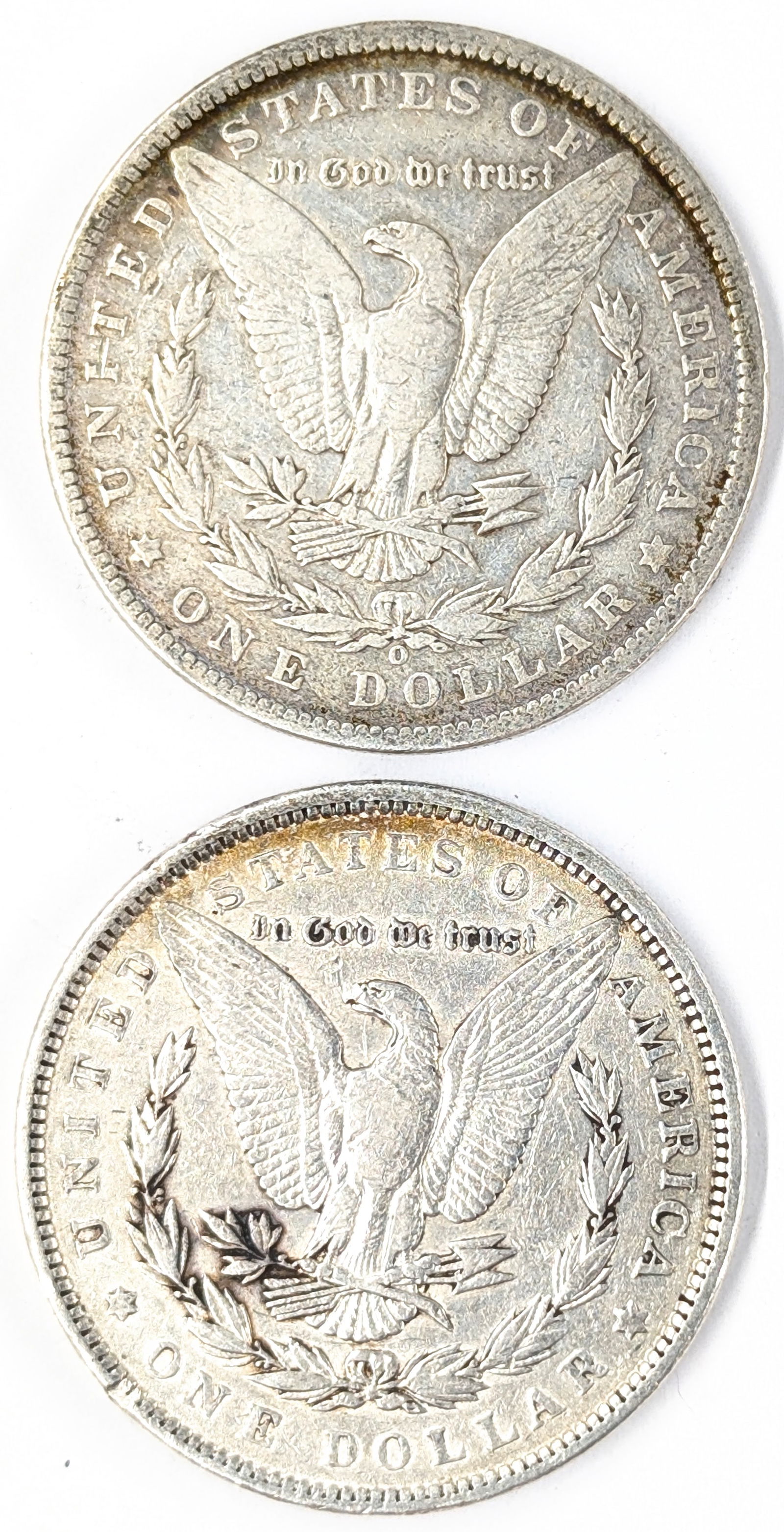 Lot of 2 Morgan Silver Dollars - 1889 P/O - 2