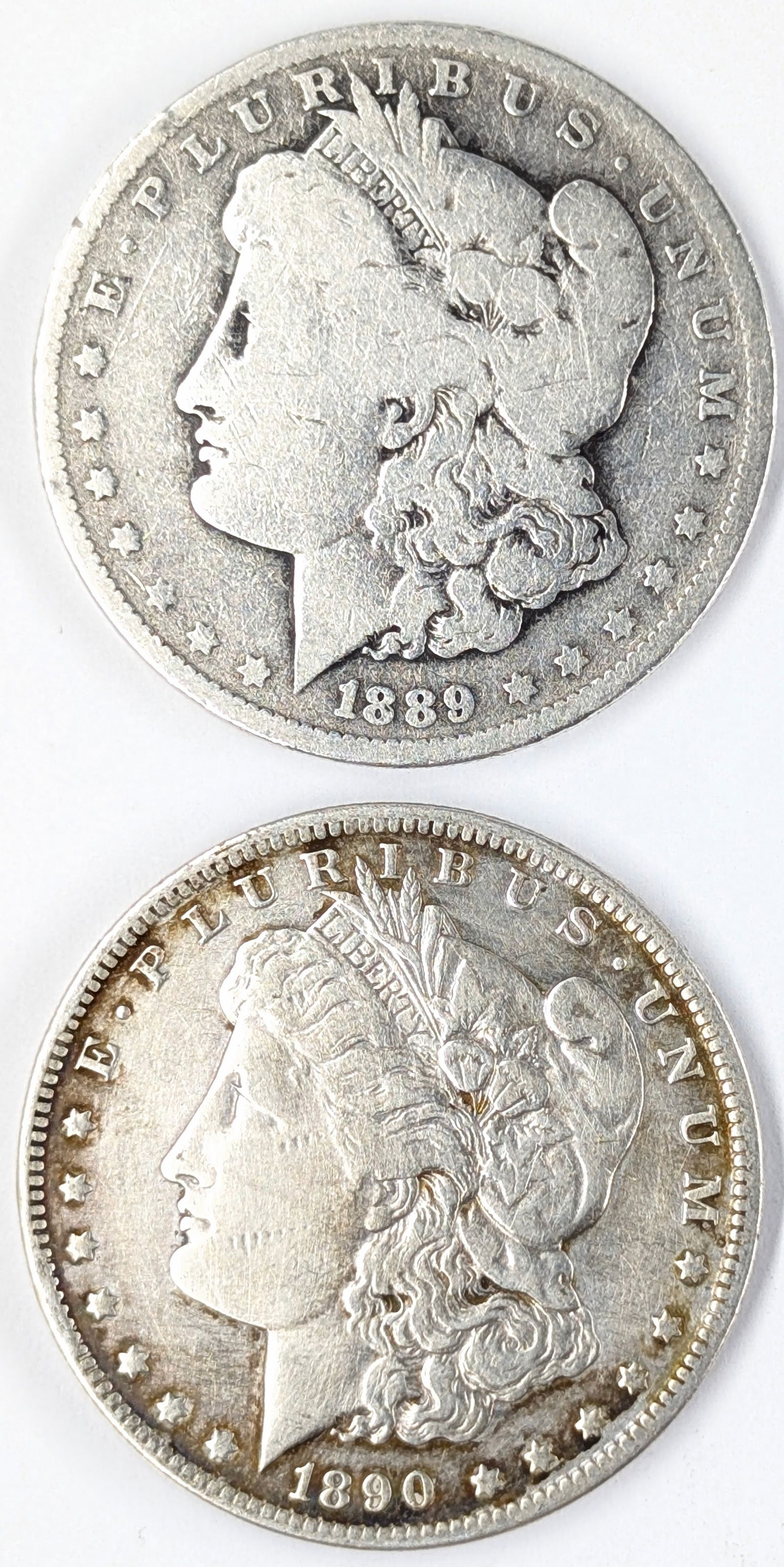 Lot of 2 Morgan Silver Dollars - 1889-O, 1890-O (1 of 2)