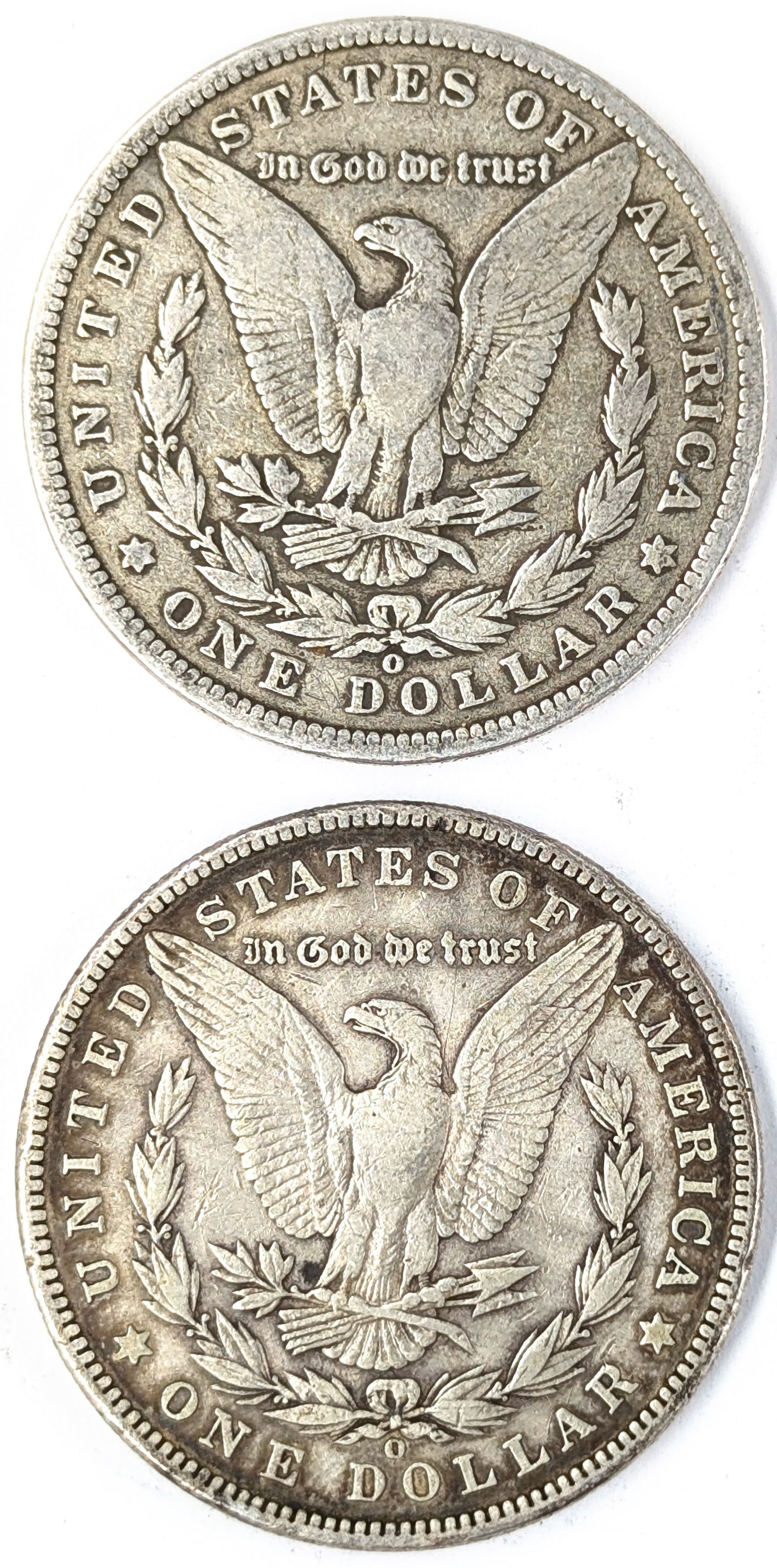 Lot of 2 Morgan Silver Dollars - 1900-O, 1901-O - 2
