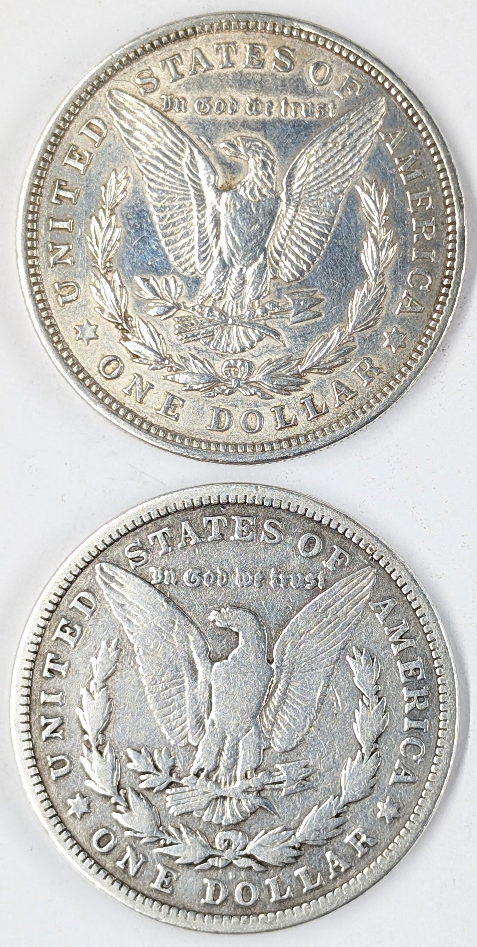 Lot of 2 Morgan Silver Dollars - 1921 P/D - 2