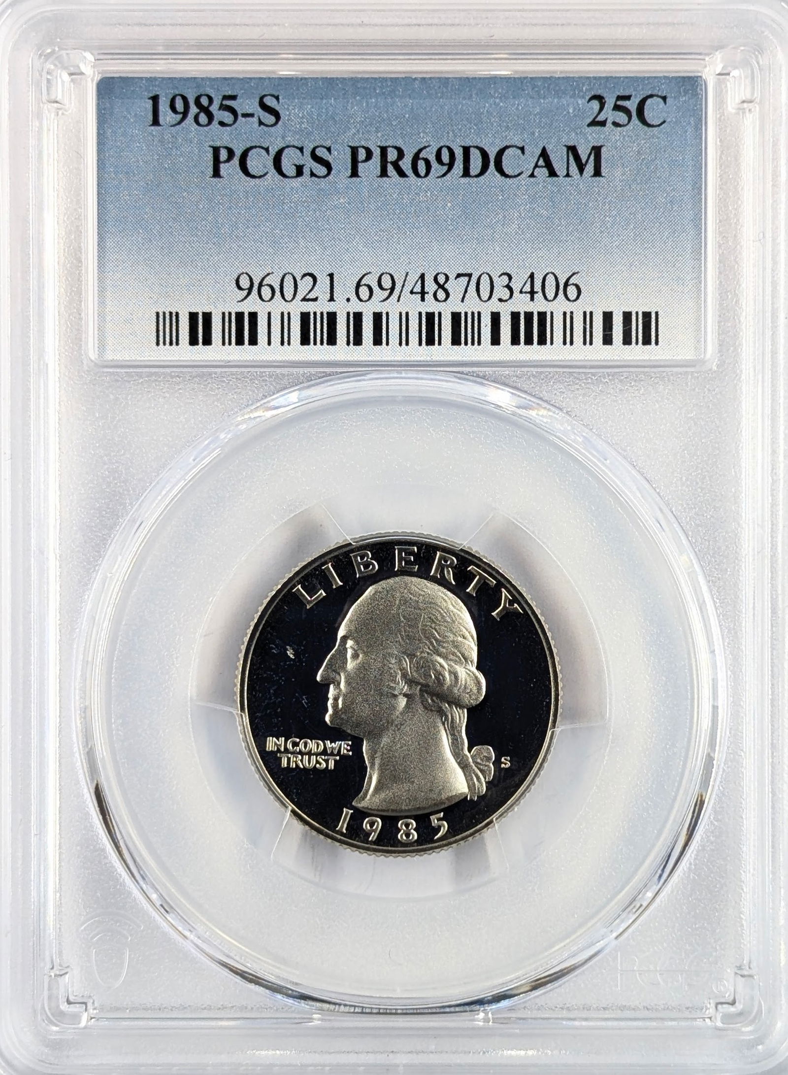 PCGS 1985-S PR69 DCAM Washington Quarter (1 of 2)