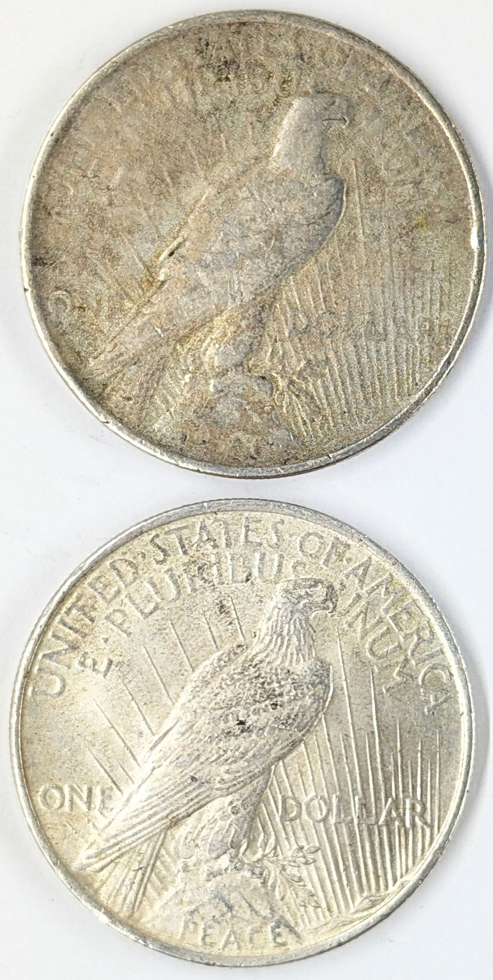Lot of 2 Silver Peace Dollars - Both 1922 - 2