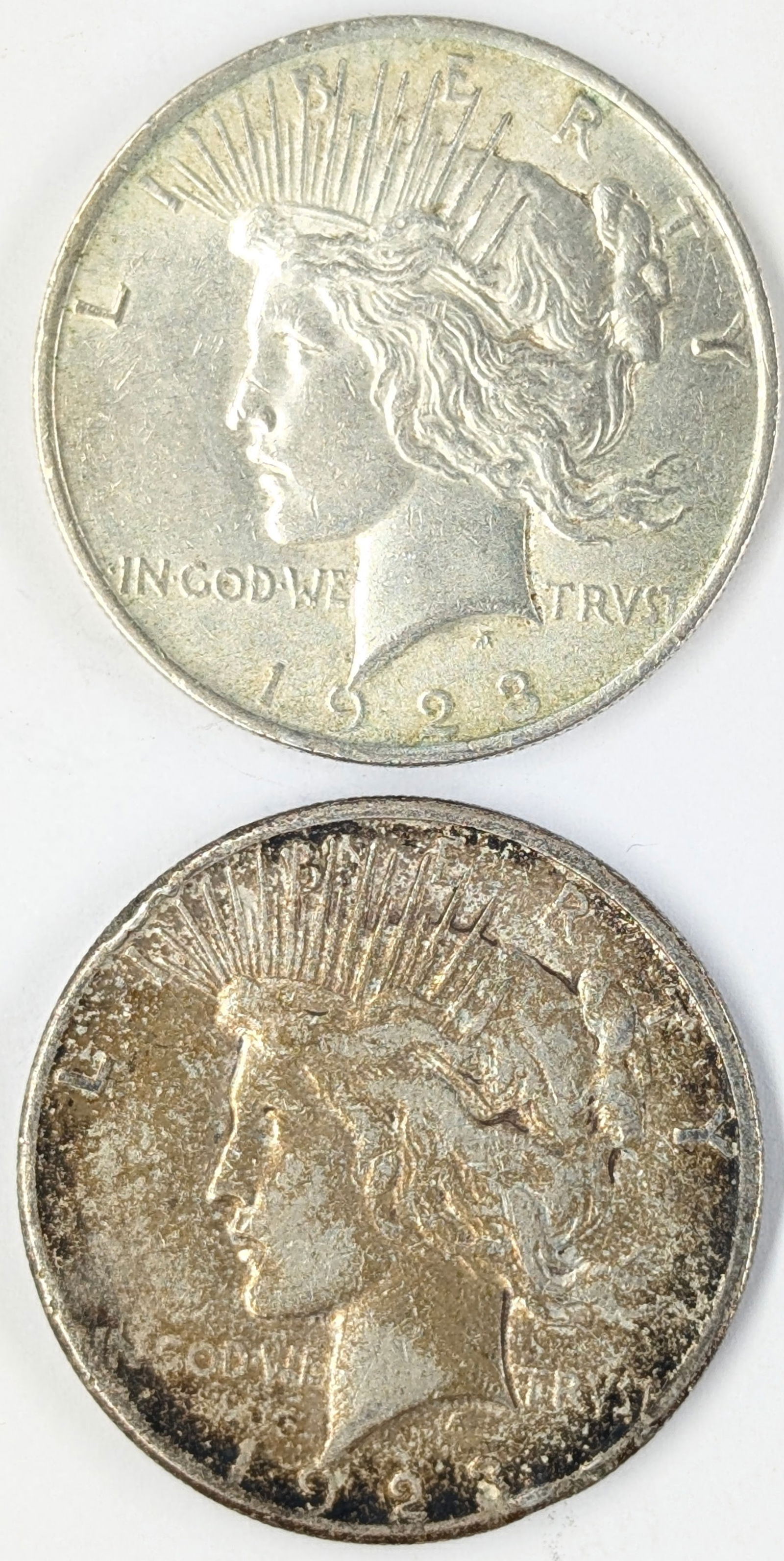 Lot of 2 Silver Peace Dollars - 1923 P/S (1 of 2)