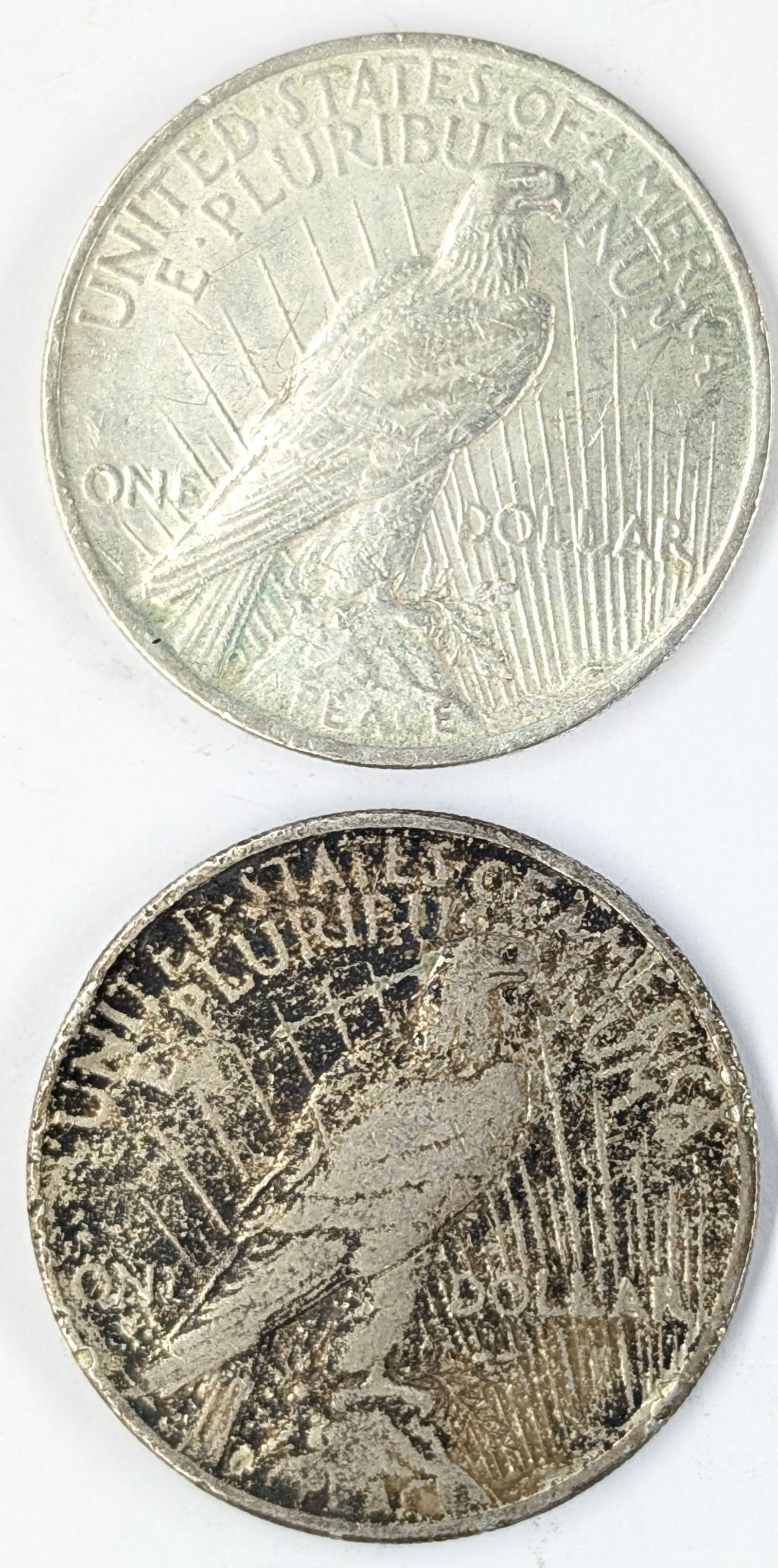Lot of 2 Silver Peace Dollars - 1923 P/S - 2