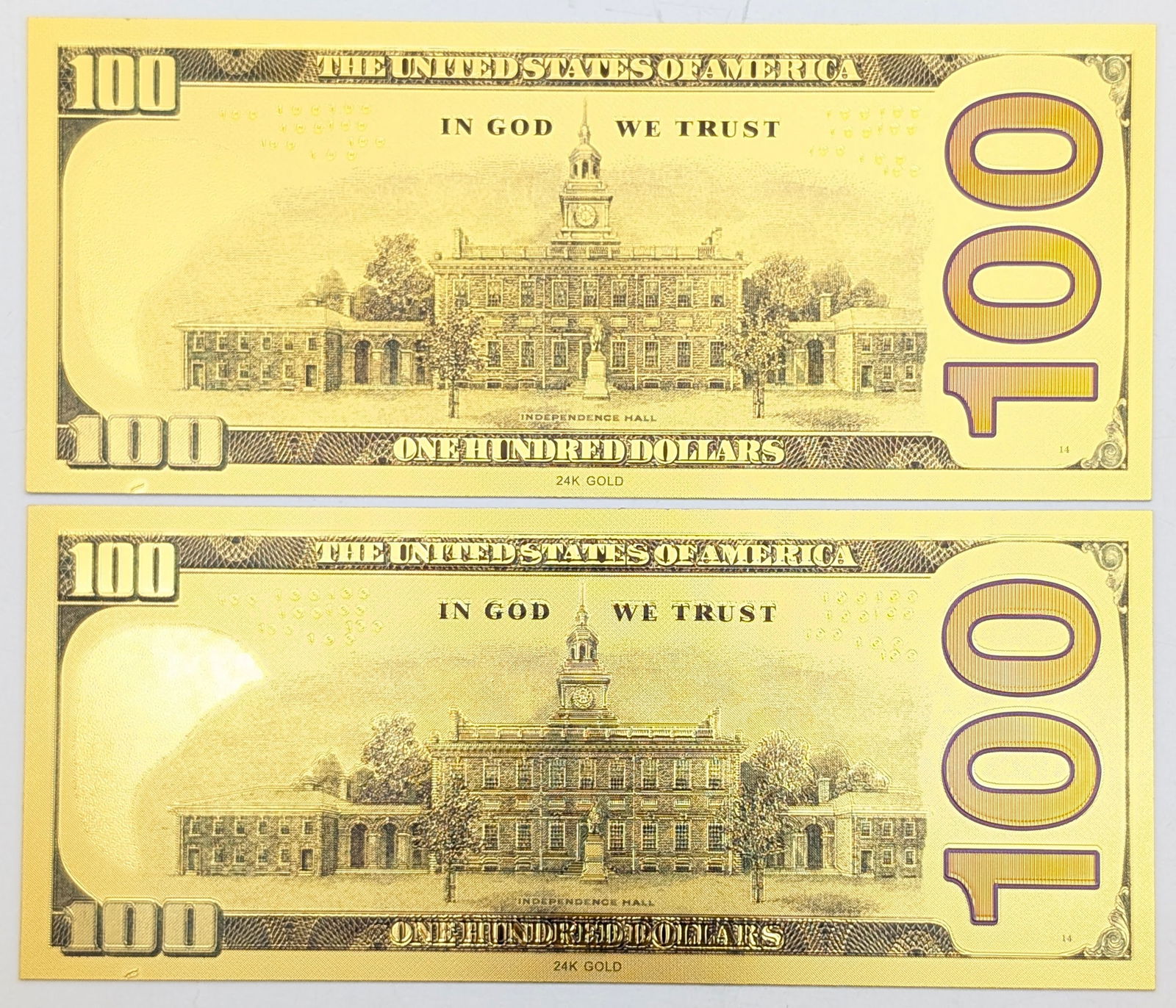 Lot of 2 Marines Gold foil $100 design - 2