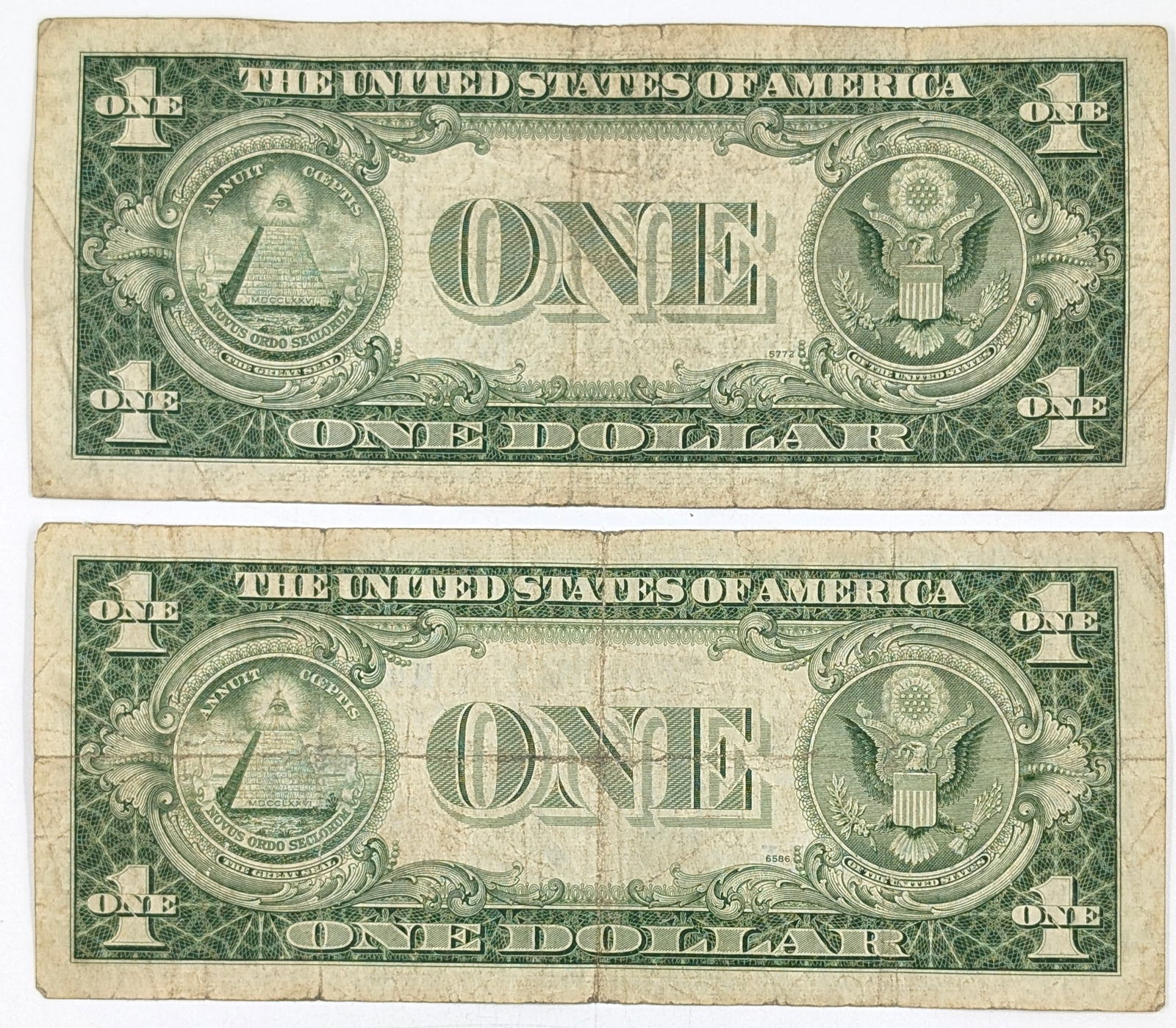 Lot of 2 - 1935-E $1 Notes - Silver Certificates - 2